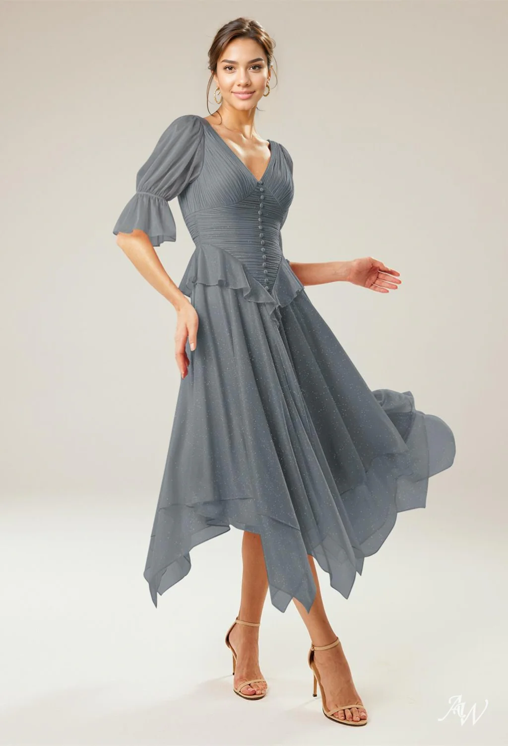 A-line Glitter Mesh DRESS