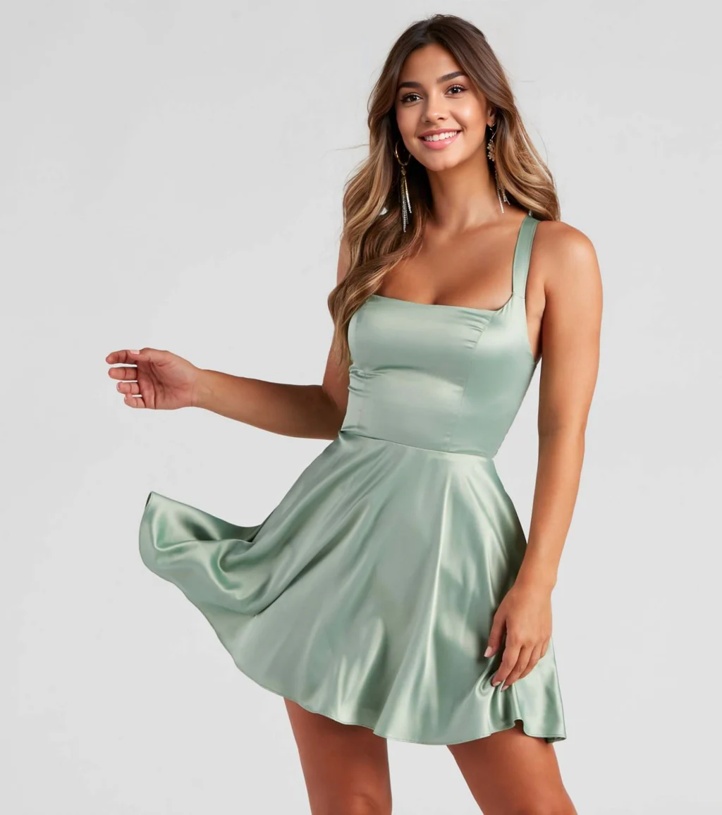 Sabrina Satin Lace-Up Party Dress