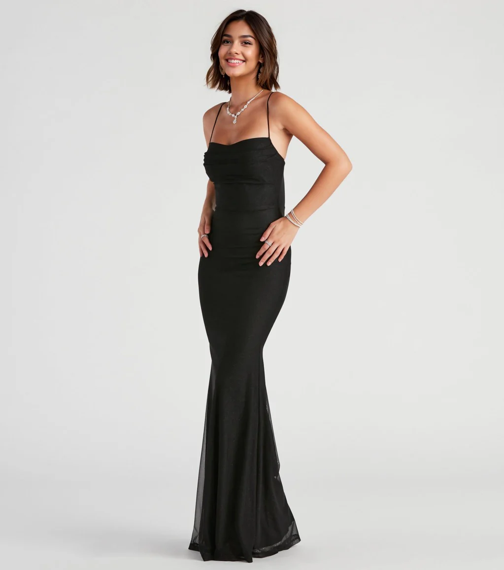 Glitter Mesh Formal Dress
