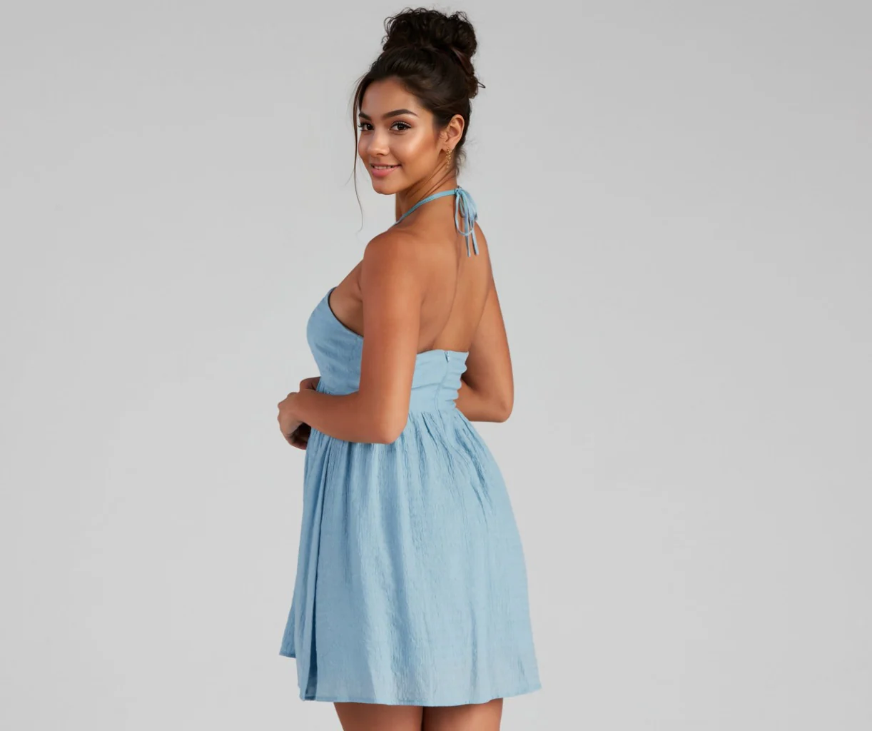 Feel The Sun Halter Sweetheart Skater Dress