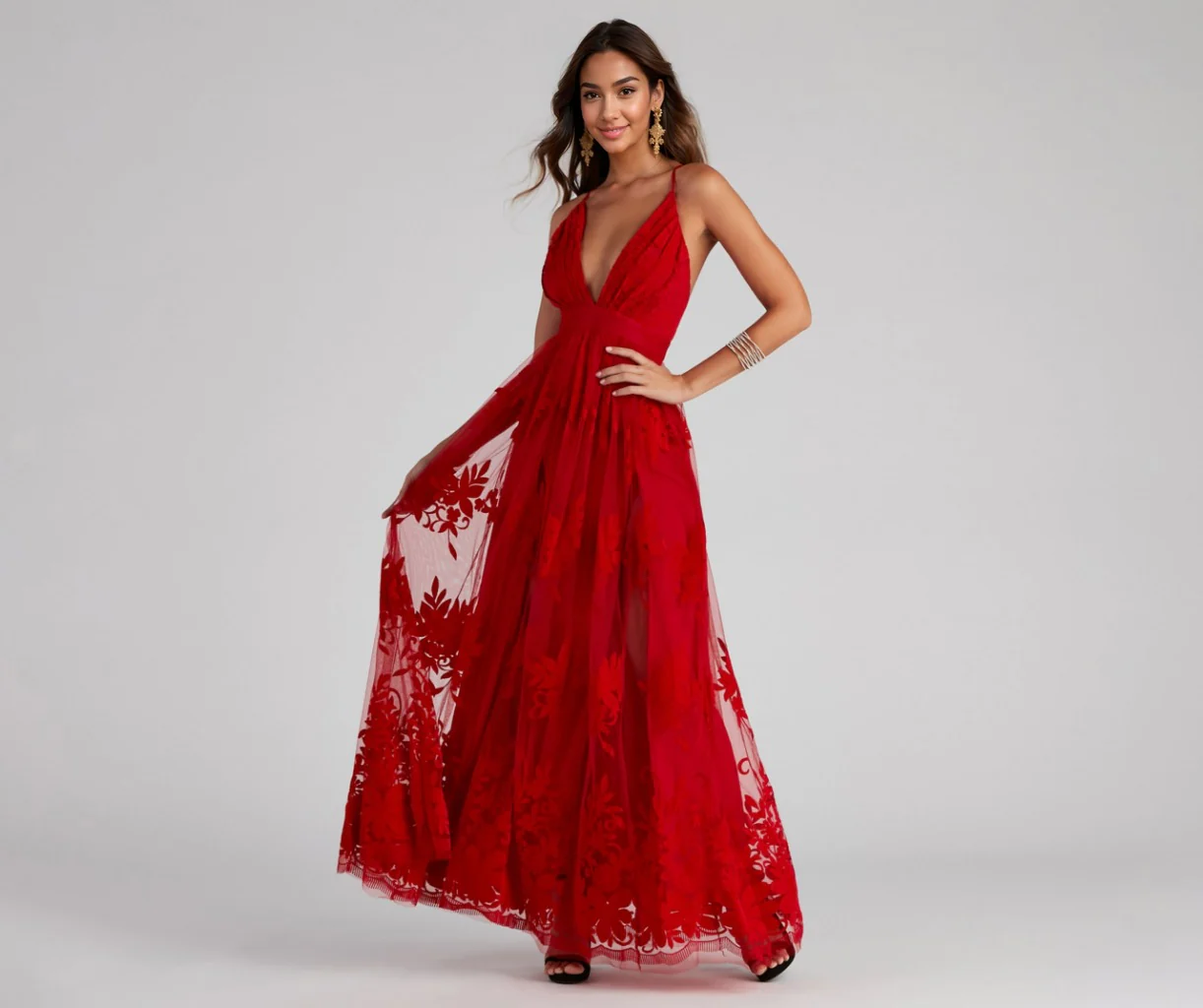 Formal Flocked Velvet Dress