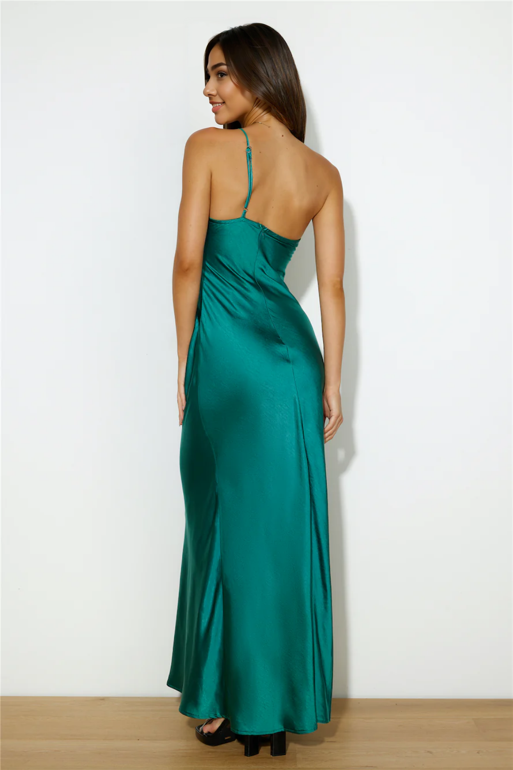 Silk Statement Satin Maxi Dress Teal