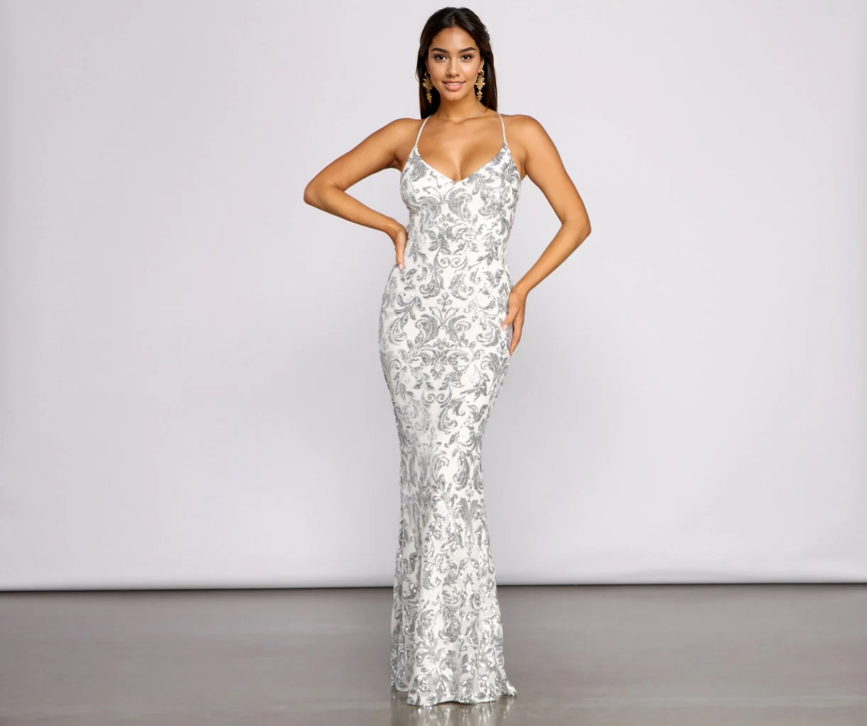 Formal Sequin Scroll Dress