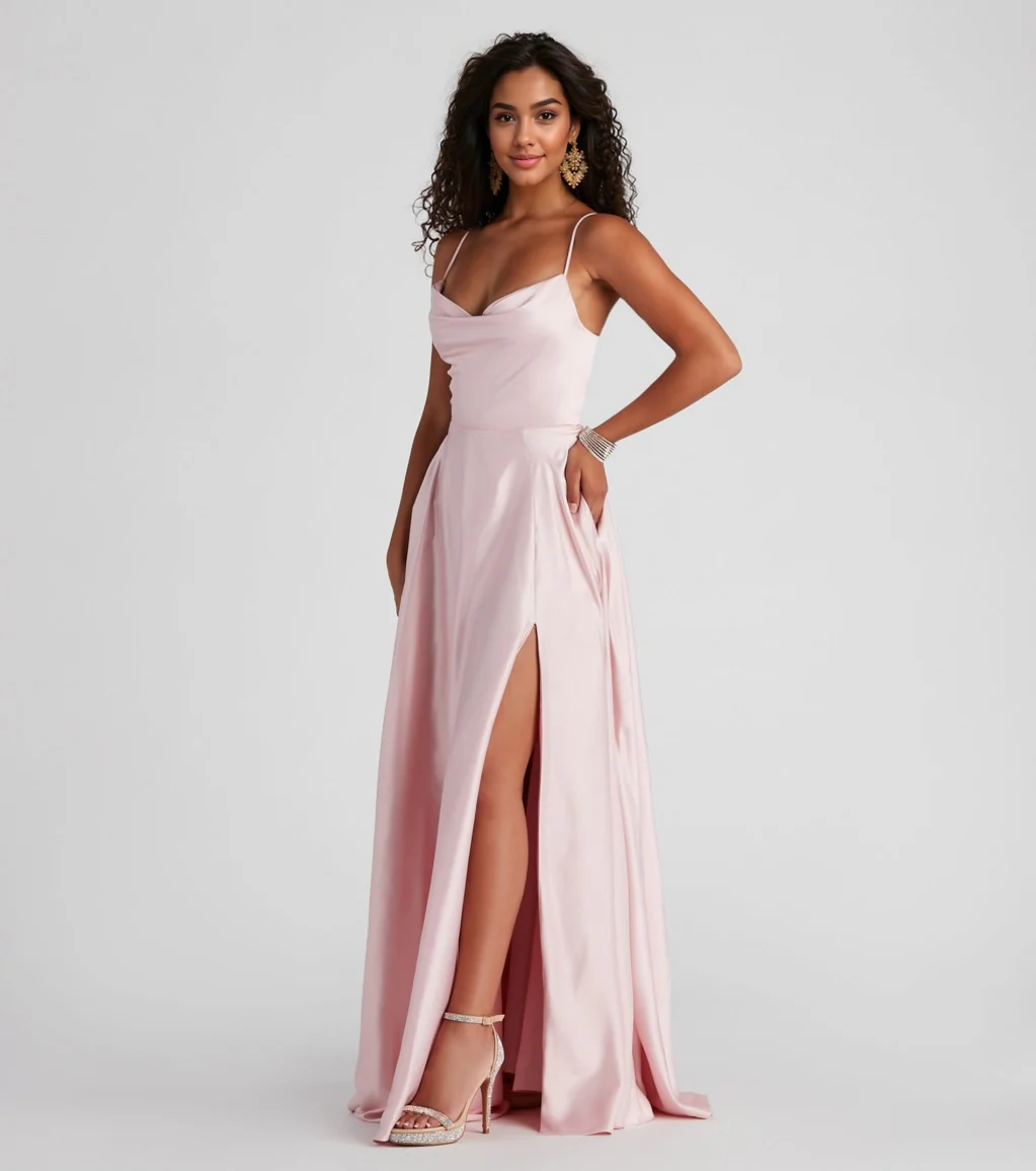 Formal Satin Lace-Up Dress