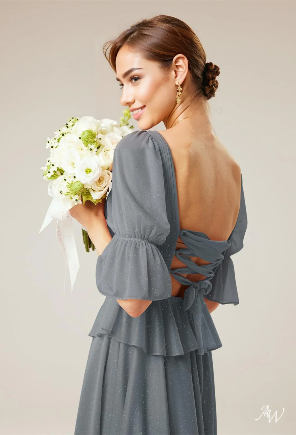 A-line Glitter Mesh DRESS