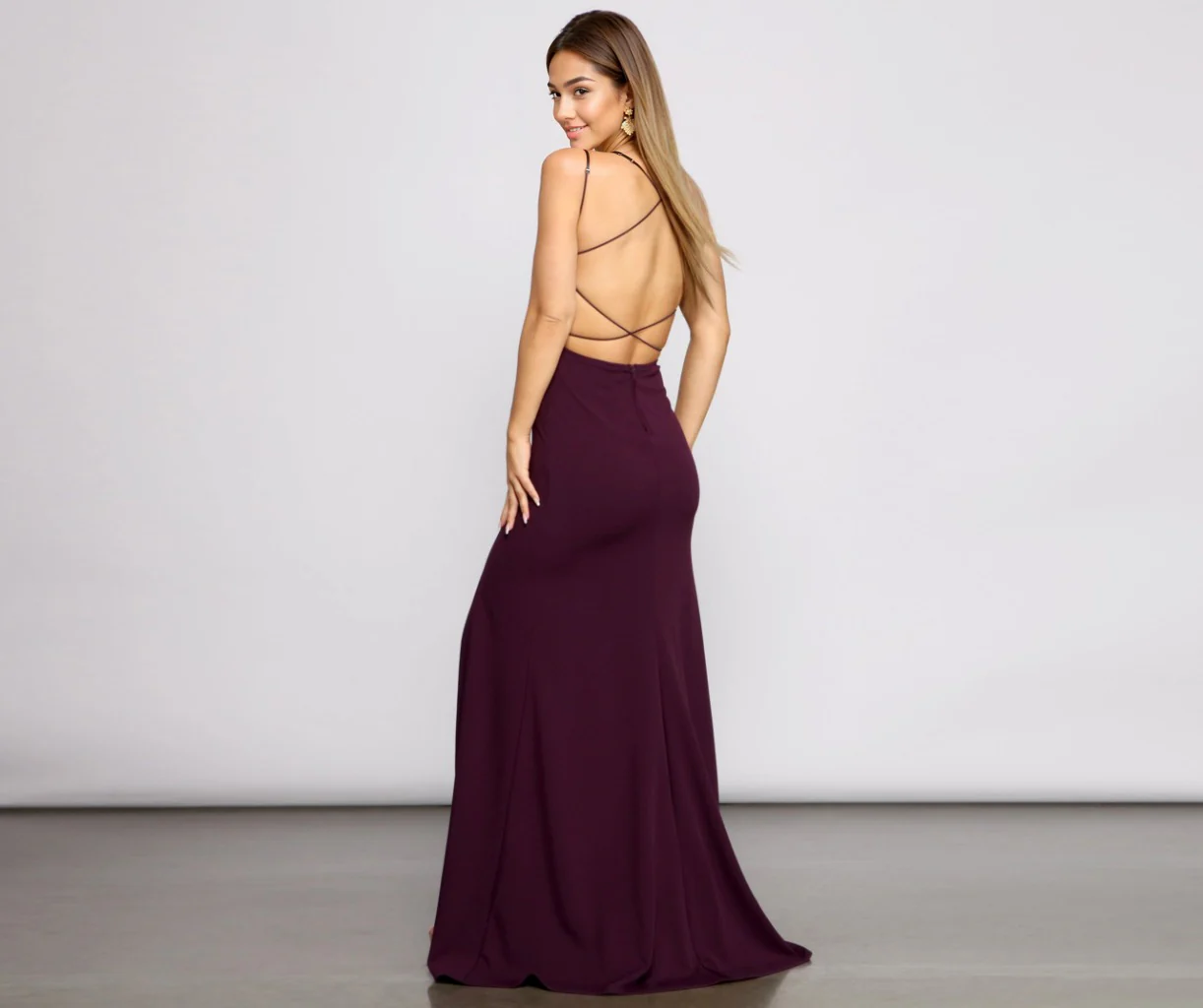Lace-Up Back Formal Dress