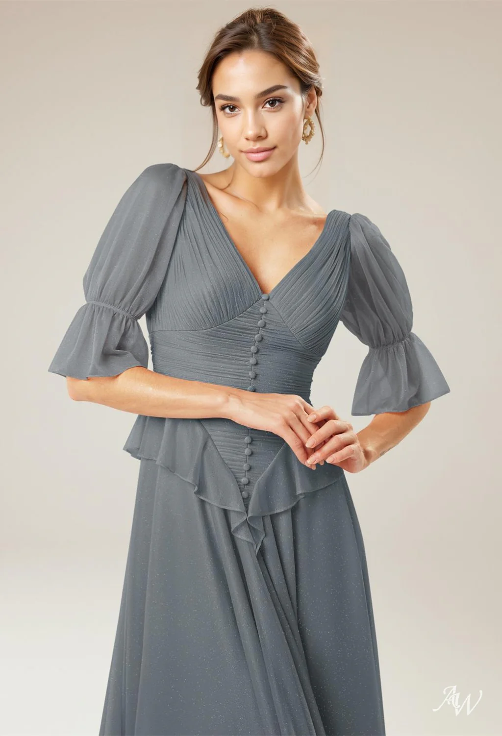 A-line Glitter Mesh DRESS