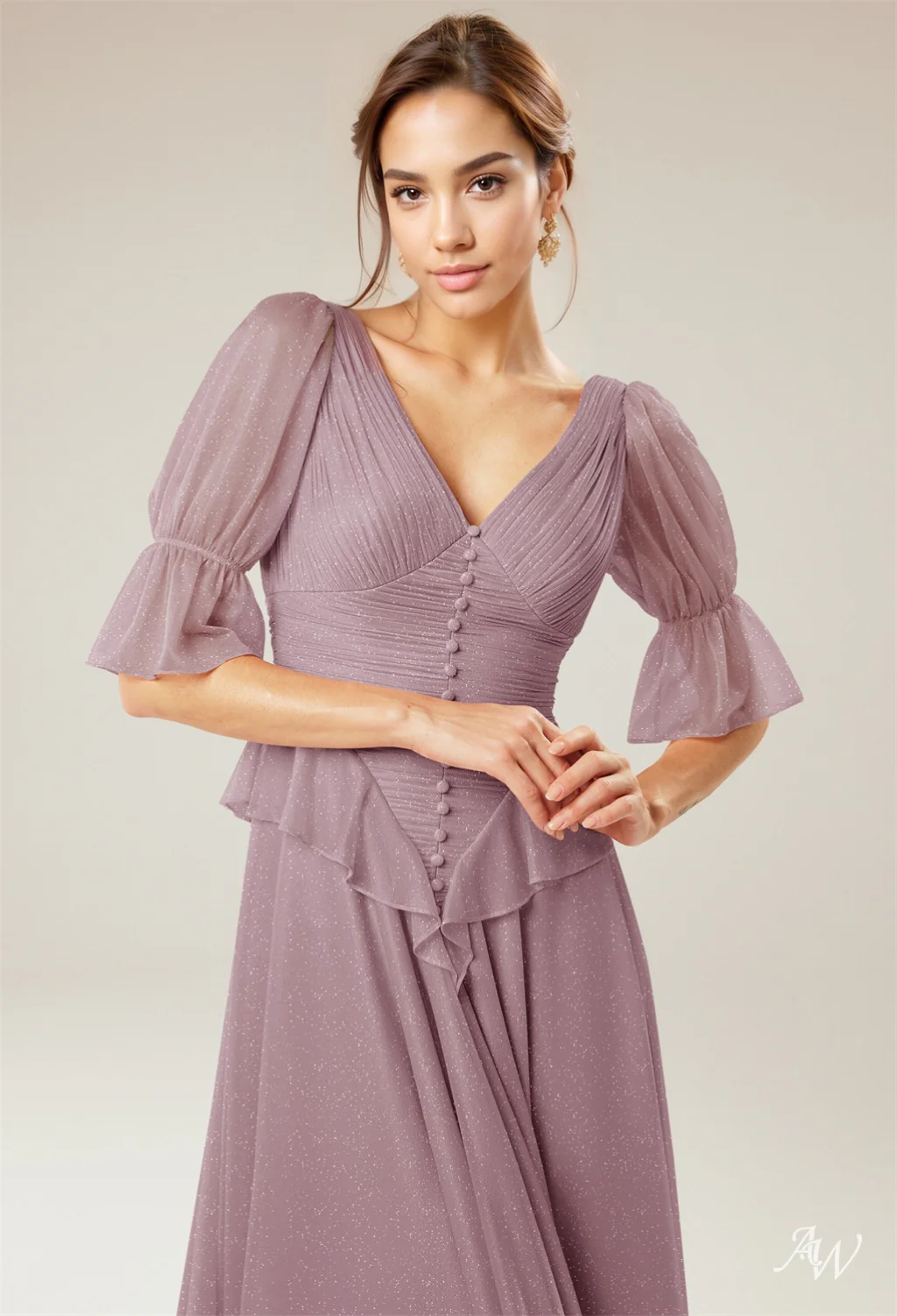 A-line Glitter Mesh DRESS