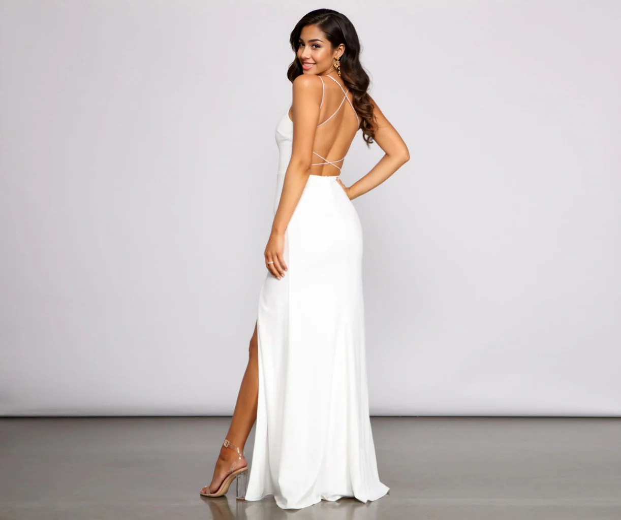 Lace-Up Back Formal Dress