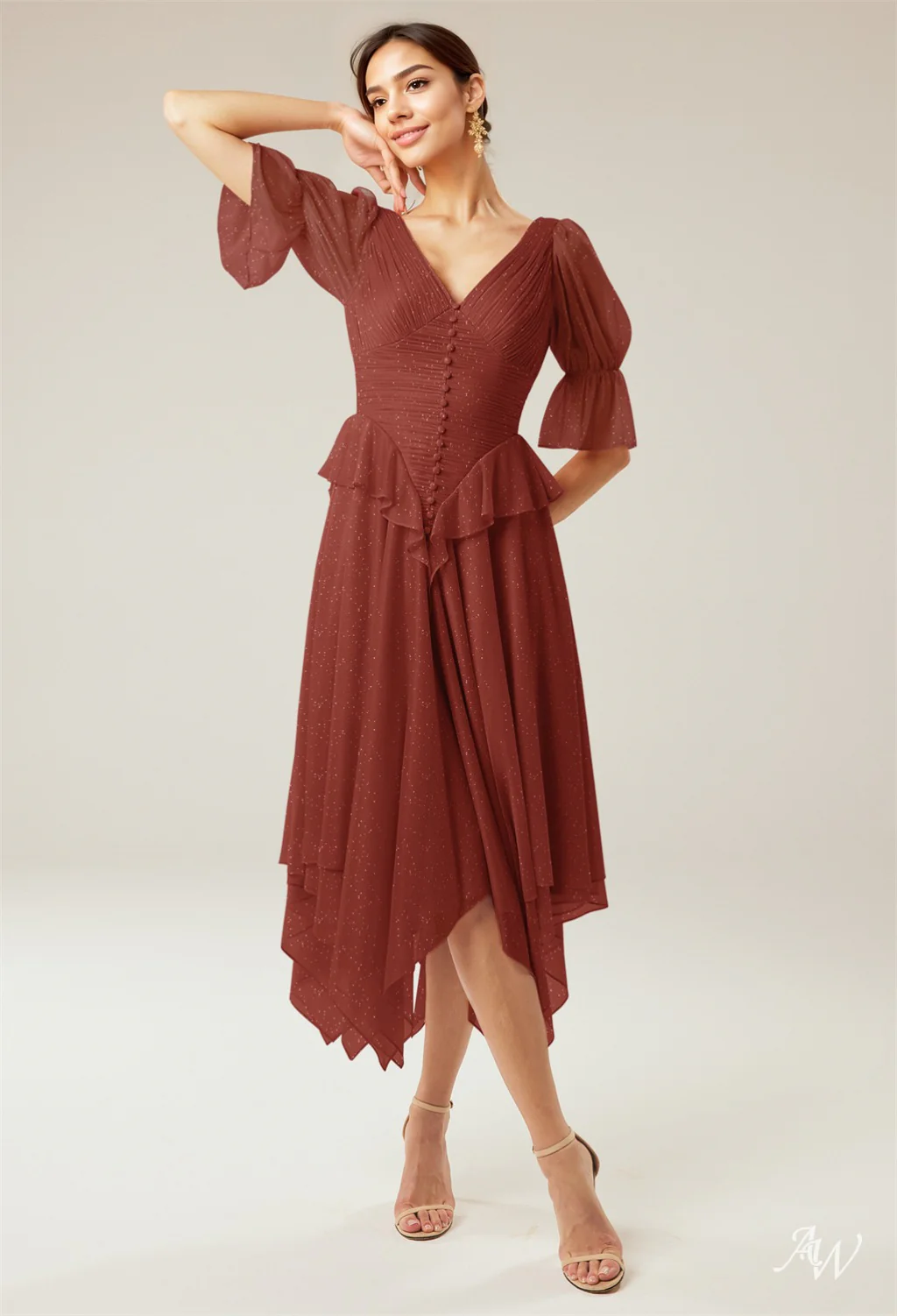 A-line Glitter Mesh DRESS