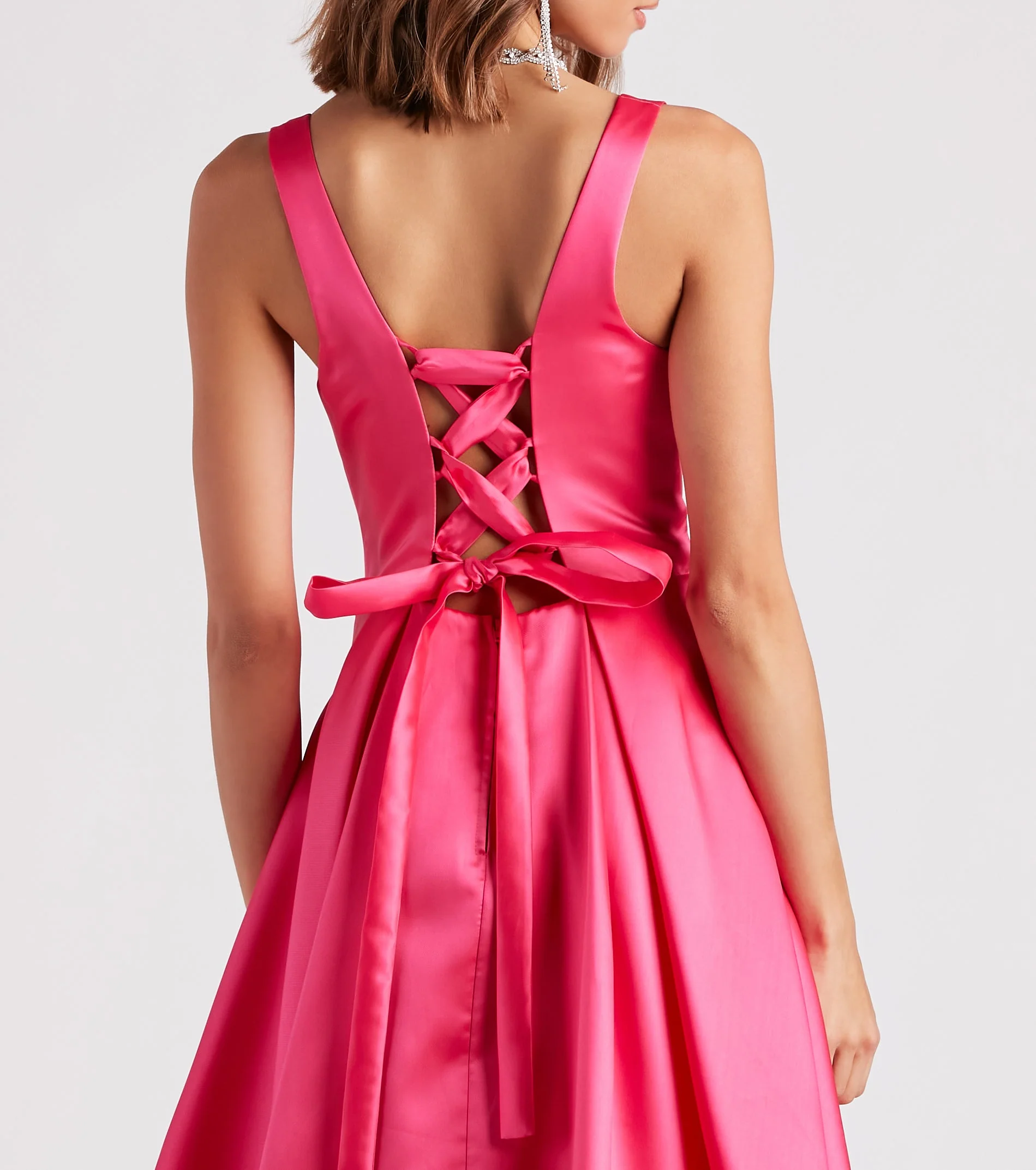 Satin Lace-Up A-Line Ball Gown