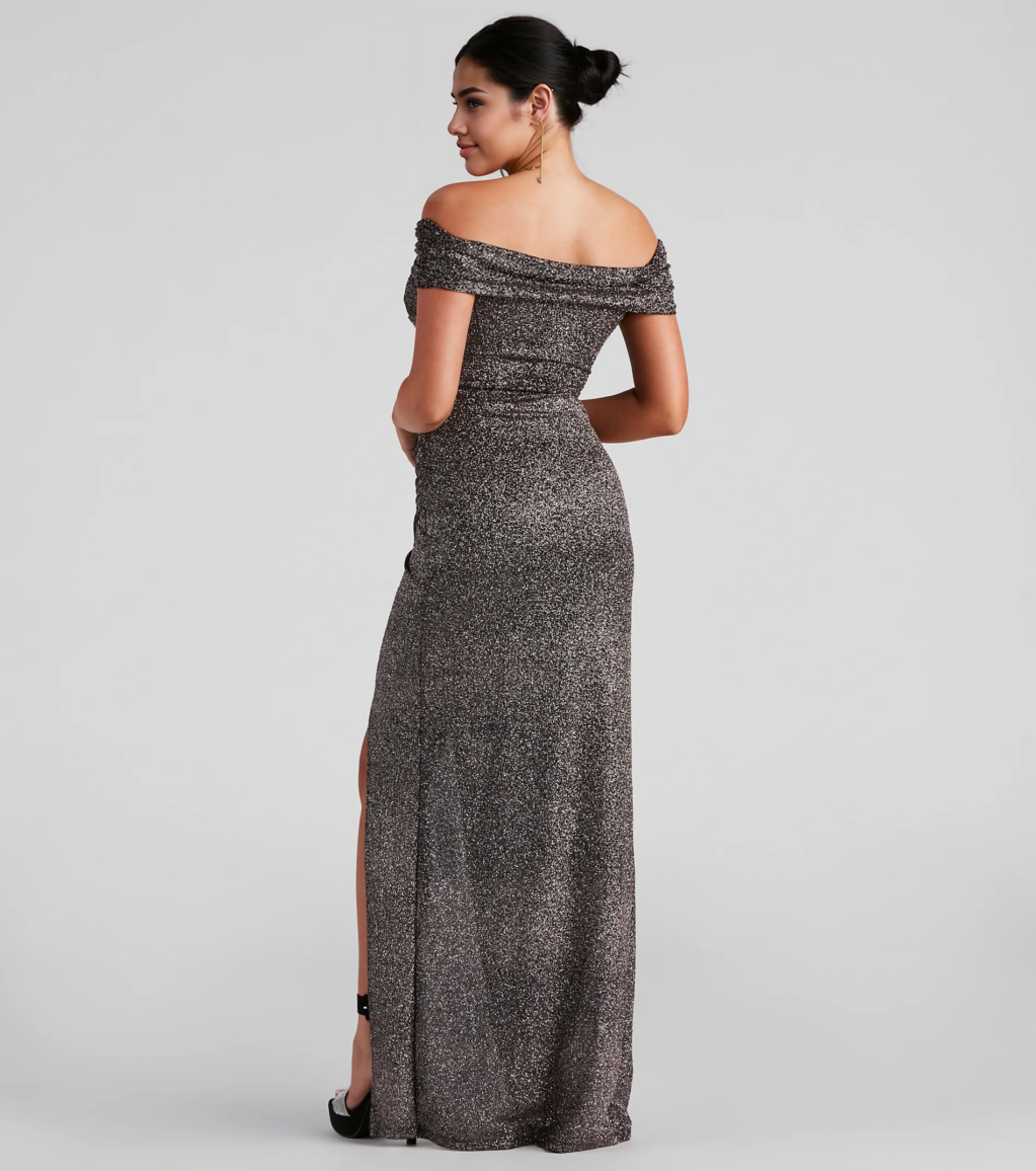 Formal Glitter Wrap Dress