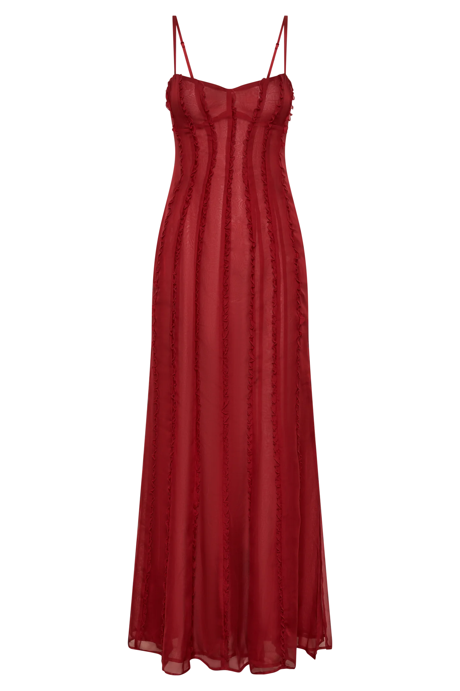 Chiffon Maxi Dress - Vermilion Red