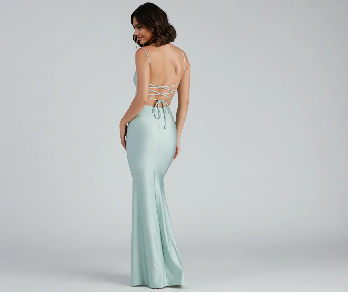 Lace-Up Back Mermaid Formal Dress