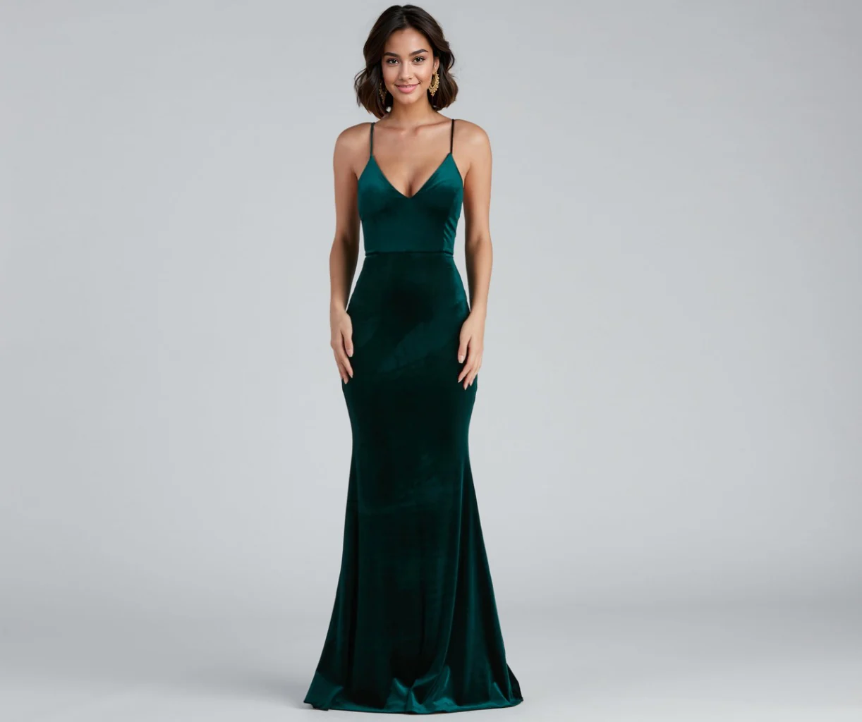 Formal Ruffled Velvet Dress