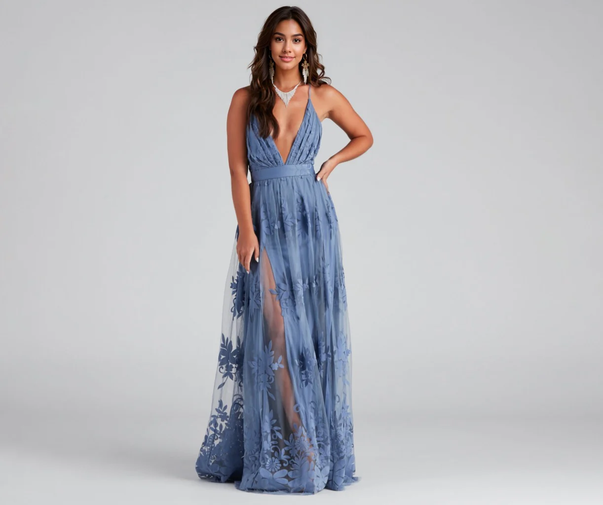 Formal Flocked Velvet Dress