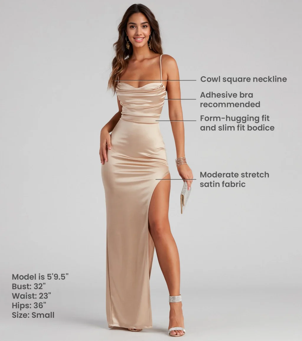 Lola High Slit Satin Dress