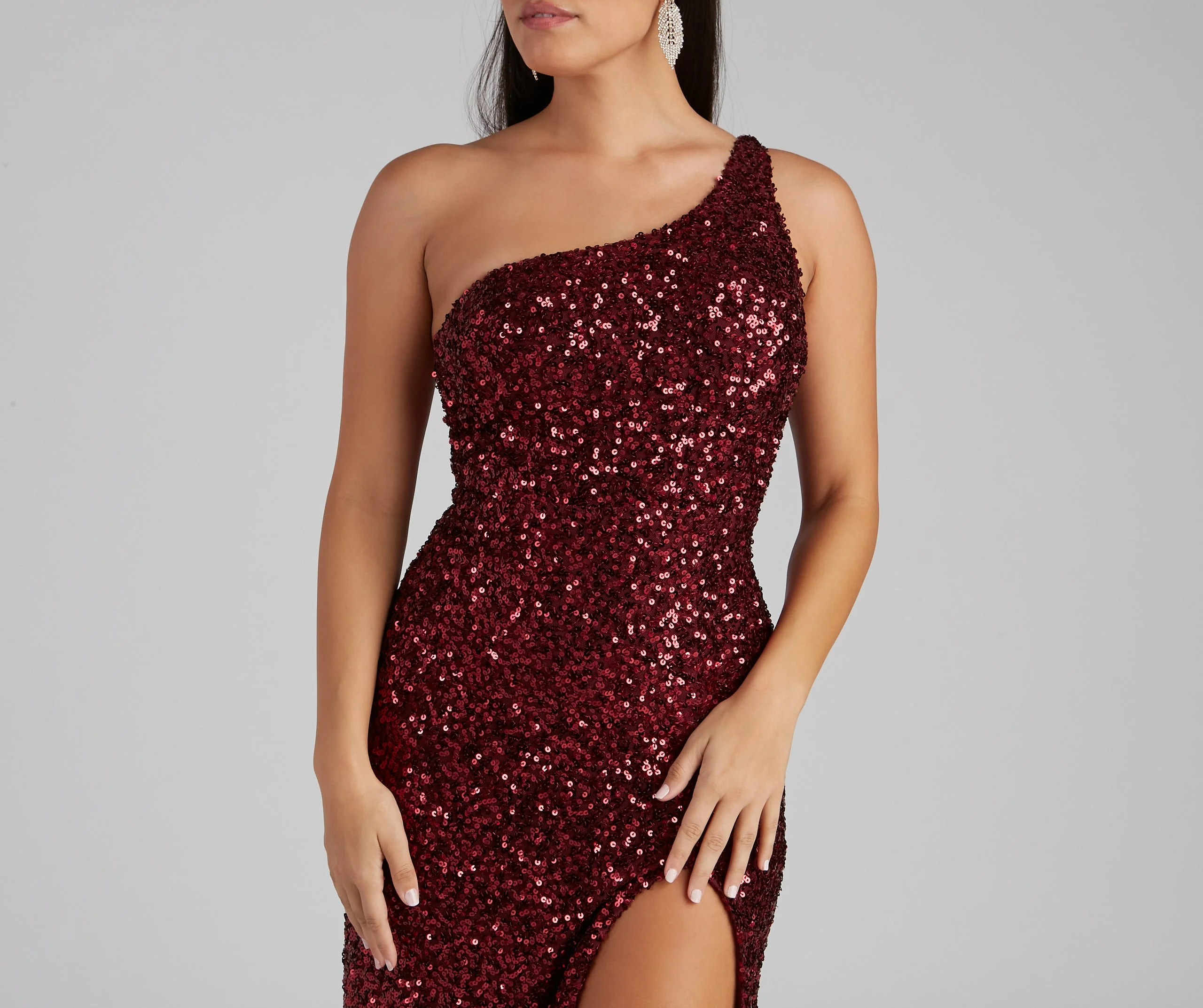 Formal One-Shoulder Sequin Dress