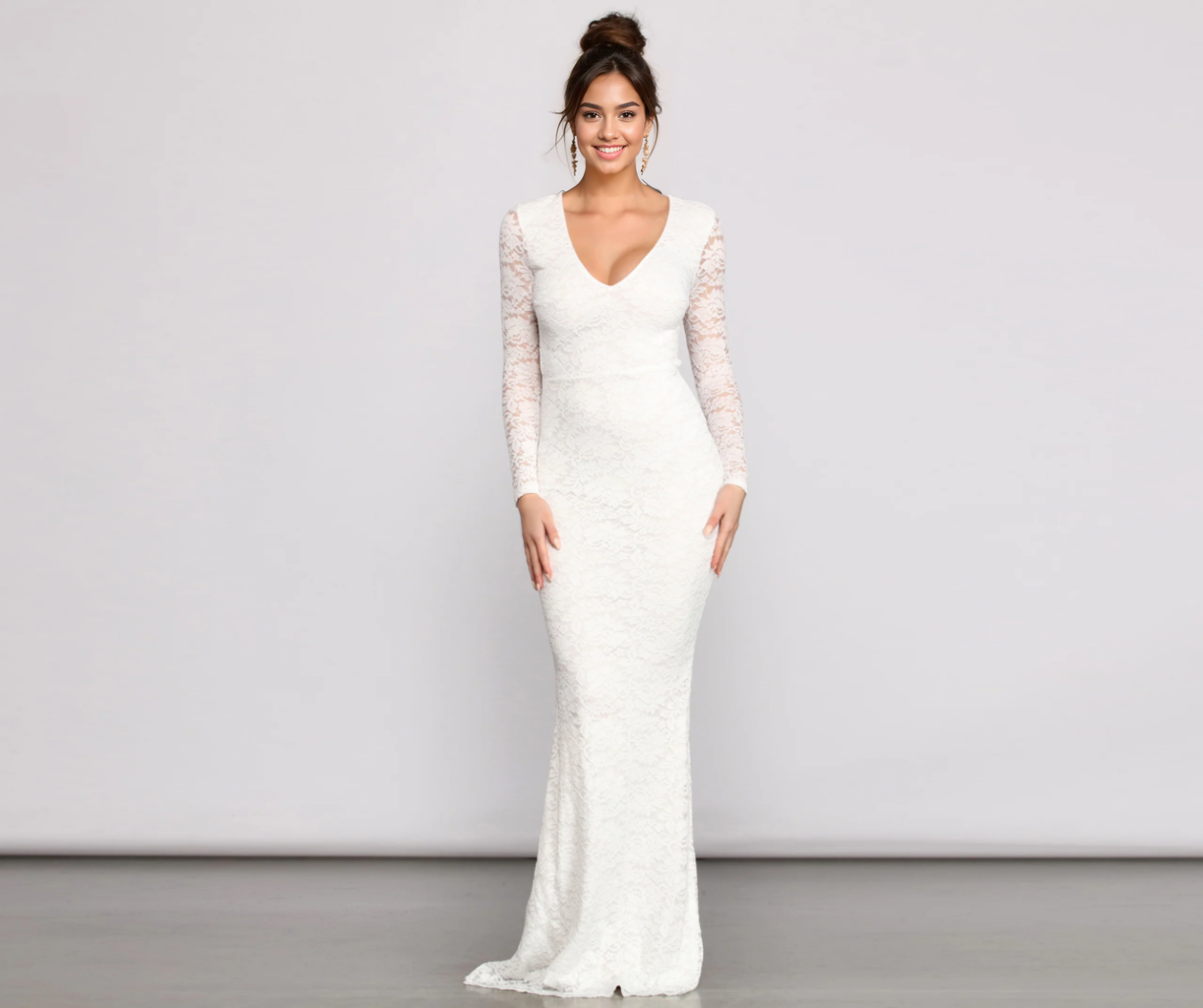 Brooke Lace V Neck Formal Dress