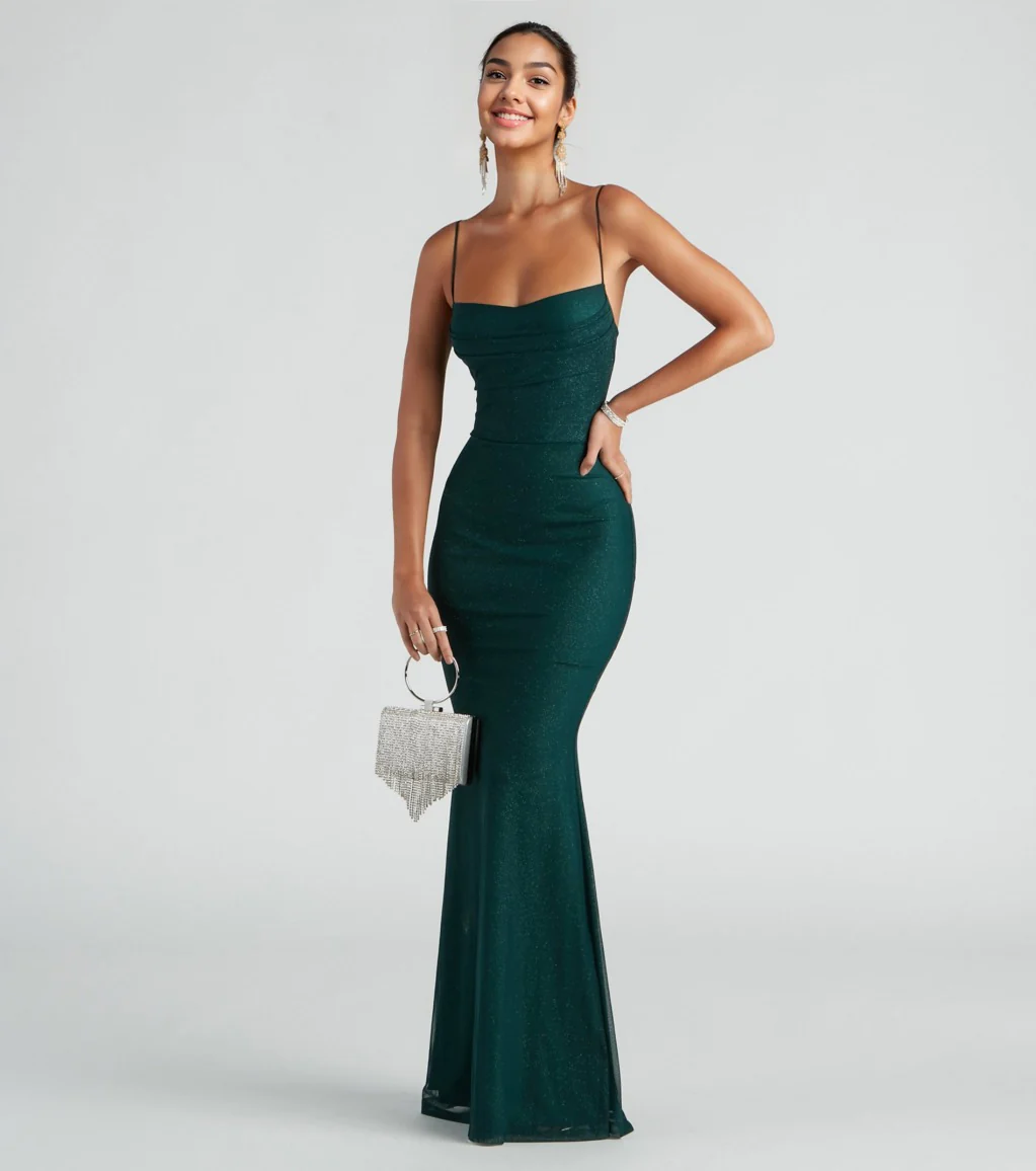 Glitter Mesh Formal Dress