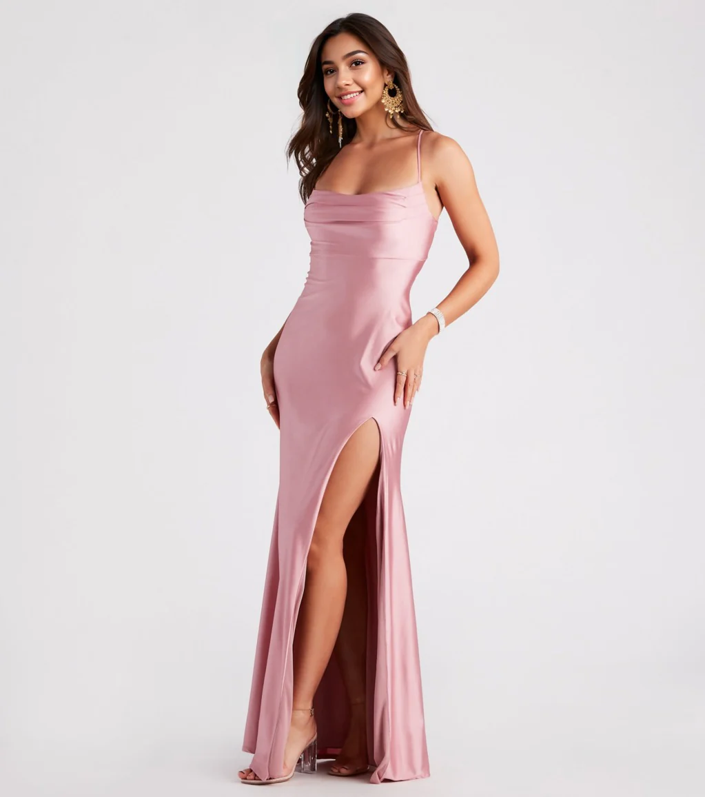 A-Line High Slit Formal Dress
