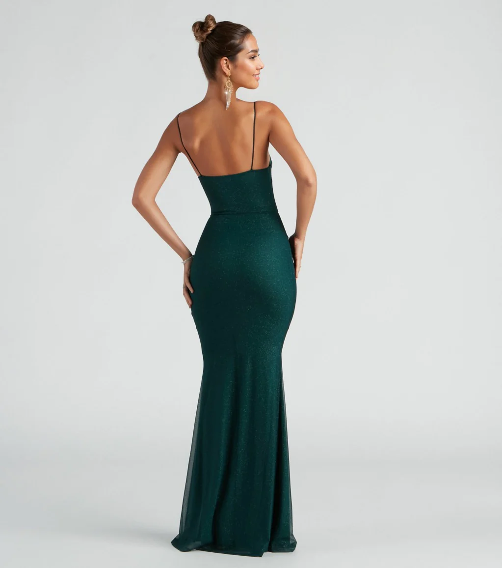 Glitter Mesh Formal Dress