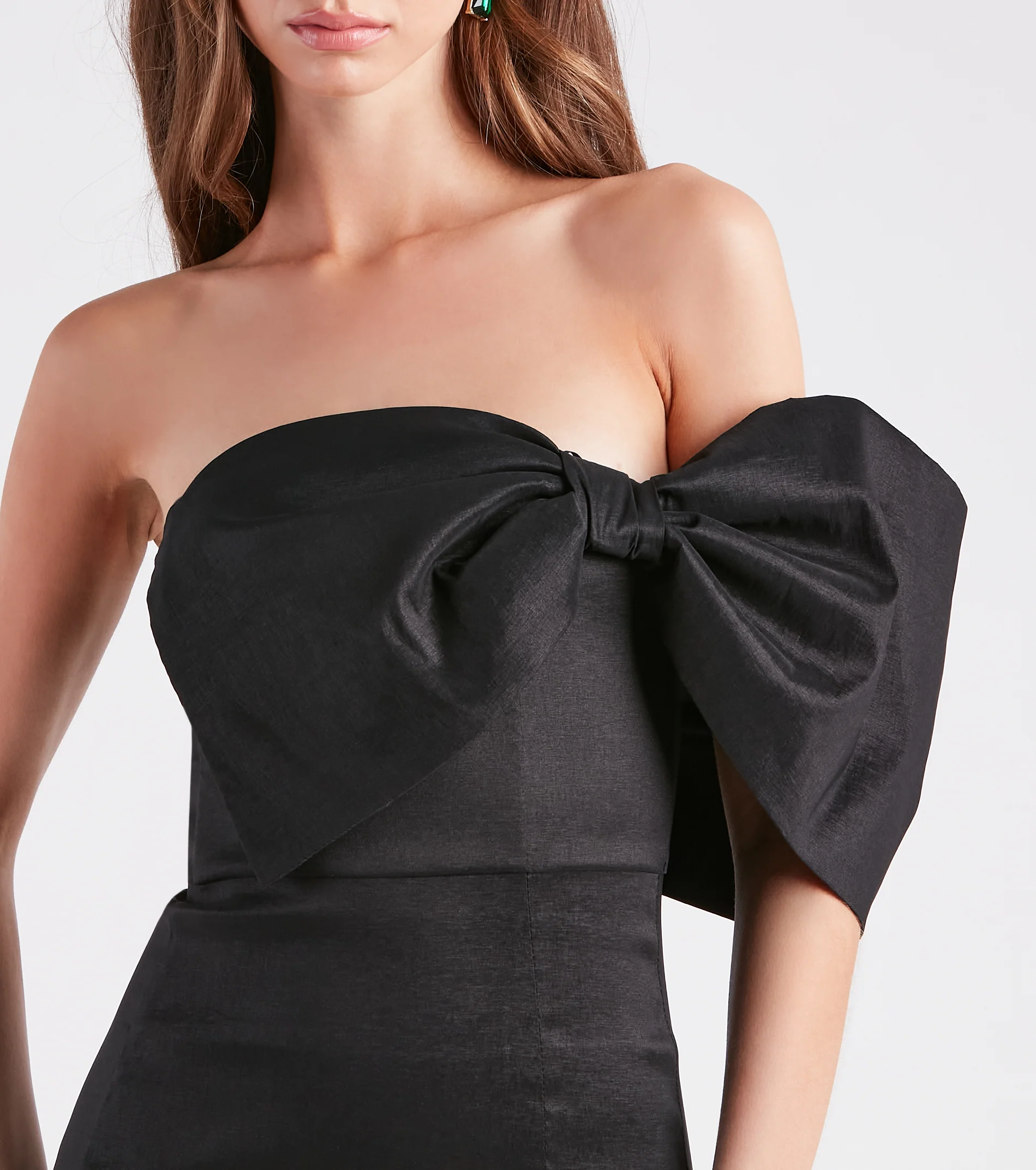 Taffeta Bow Strapless Mini Dress