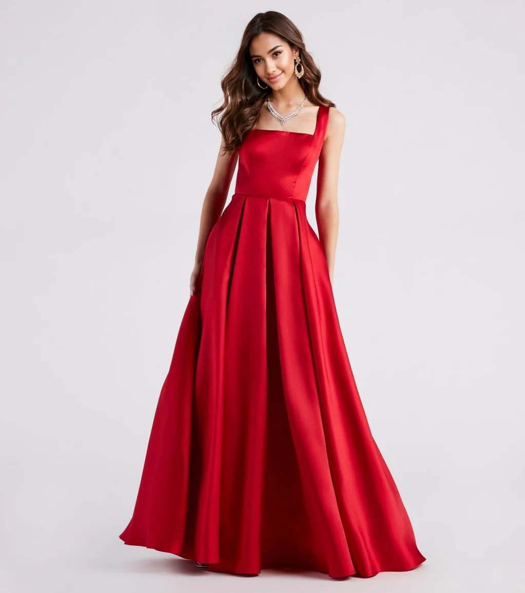 Satin Lace-Up A-Line Ball Gown