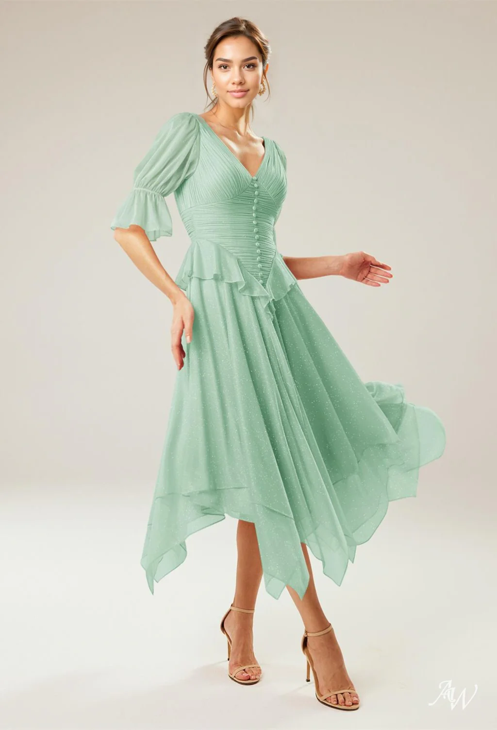 A-line Glitter Mesh DRESS