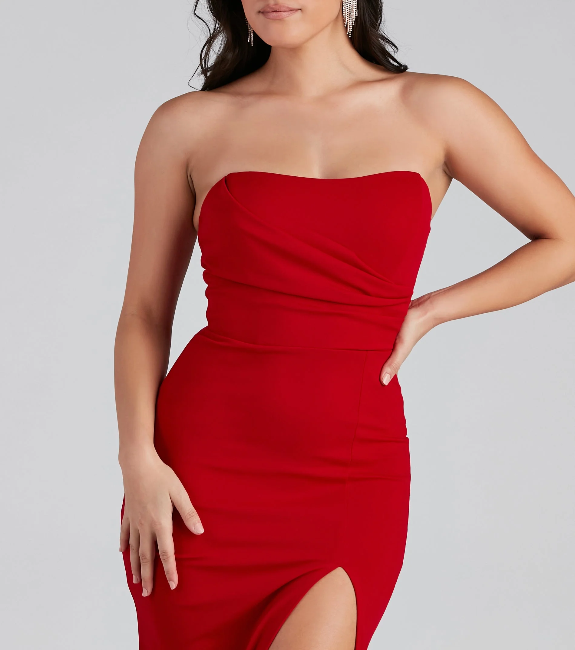 Strapless High Slit Formal Dress