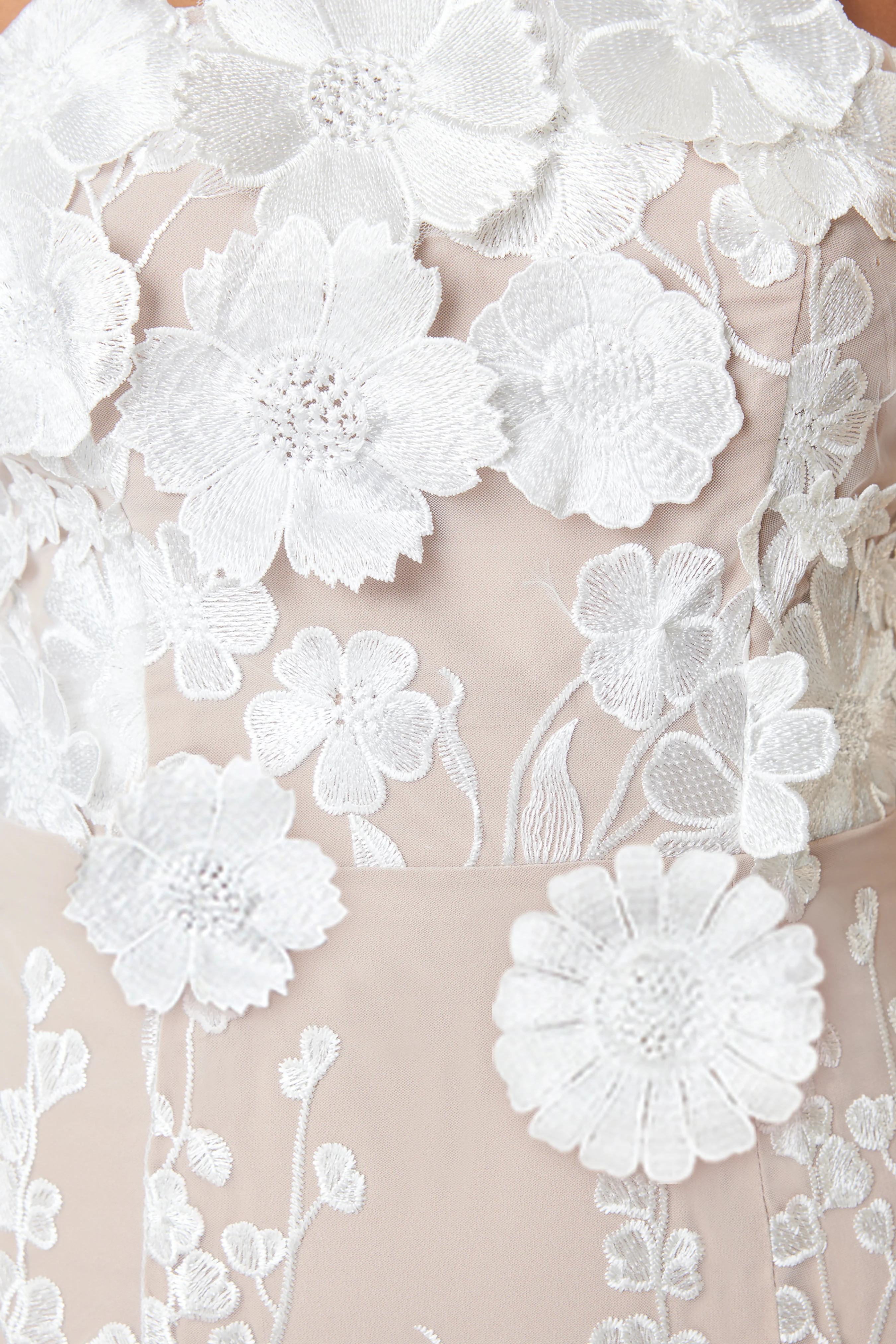 Perry Floral Embellished Mini Dress in White