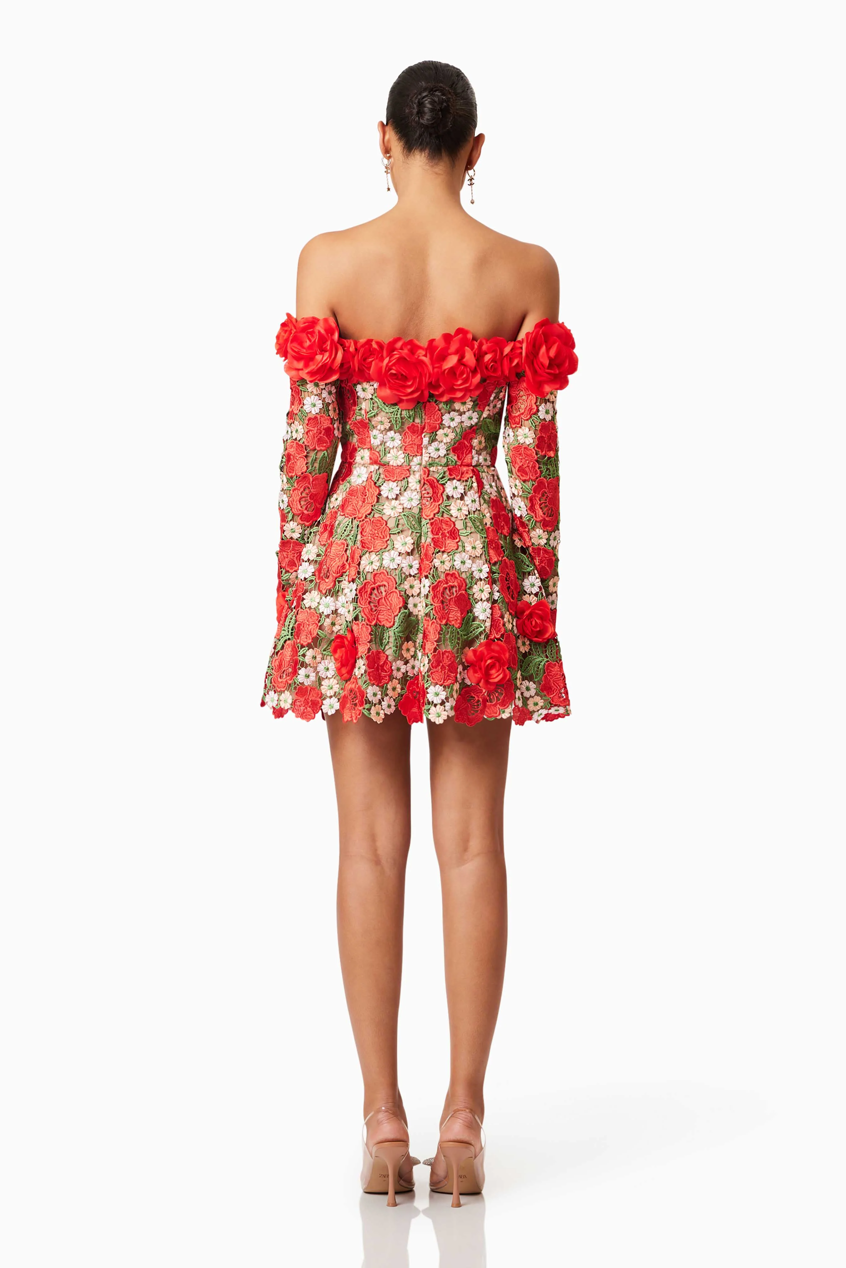 Roselyn Long Sleeve Dress In Red