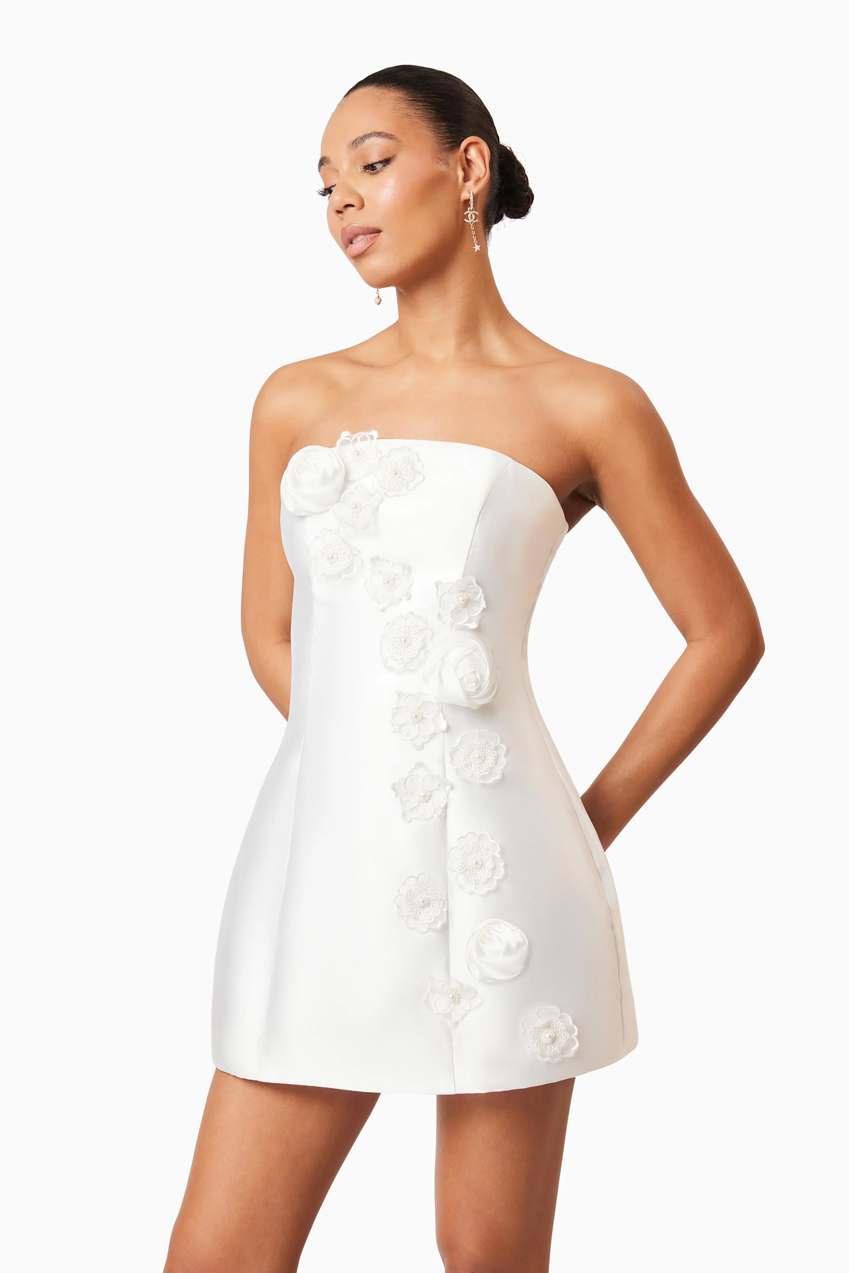 Oleander Strapless Maxi Dress In White