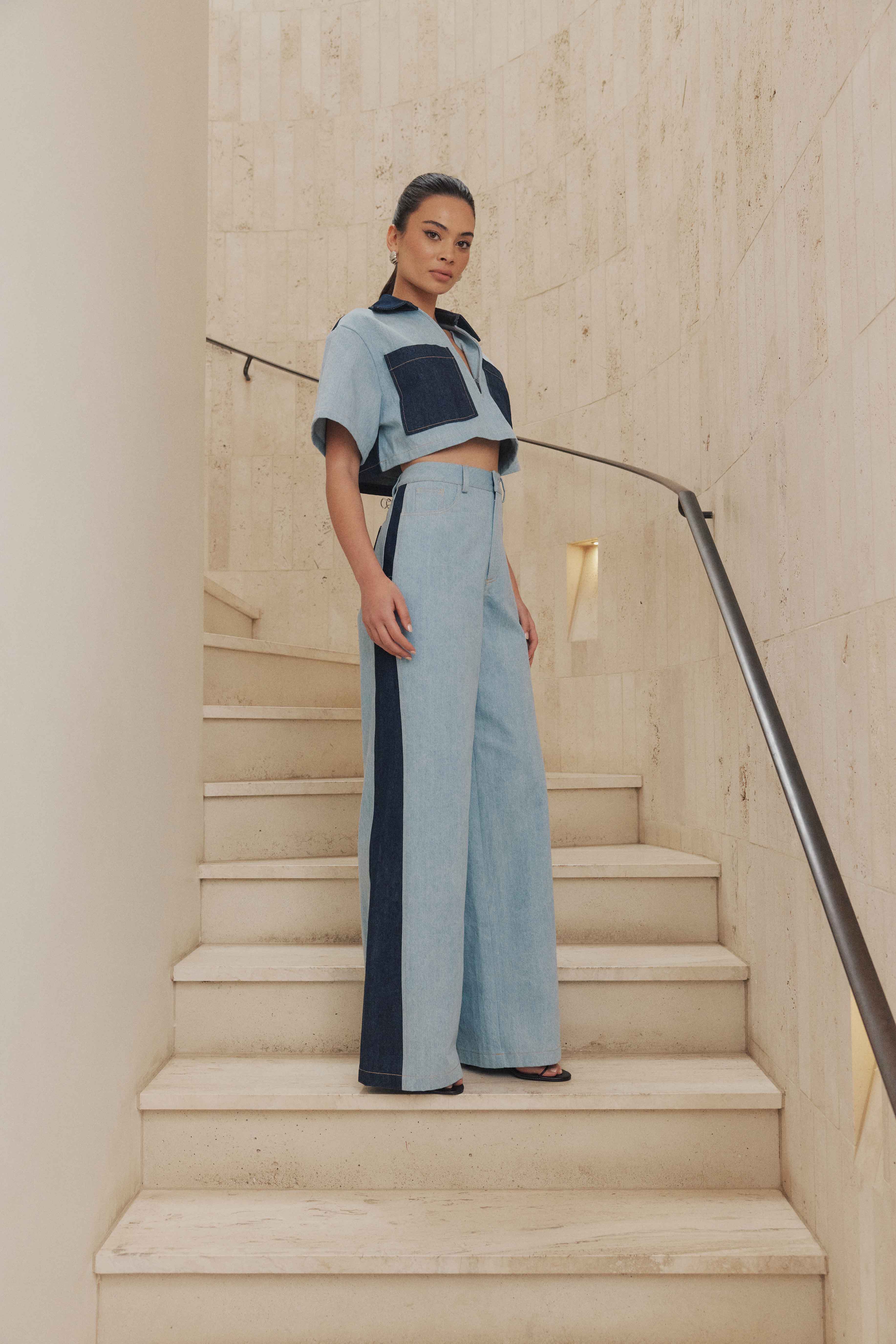 CURAAE Hugo Crop Top in Denim