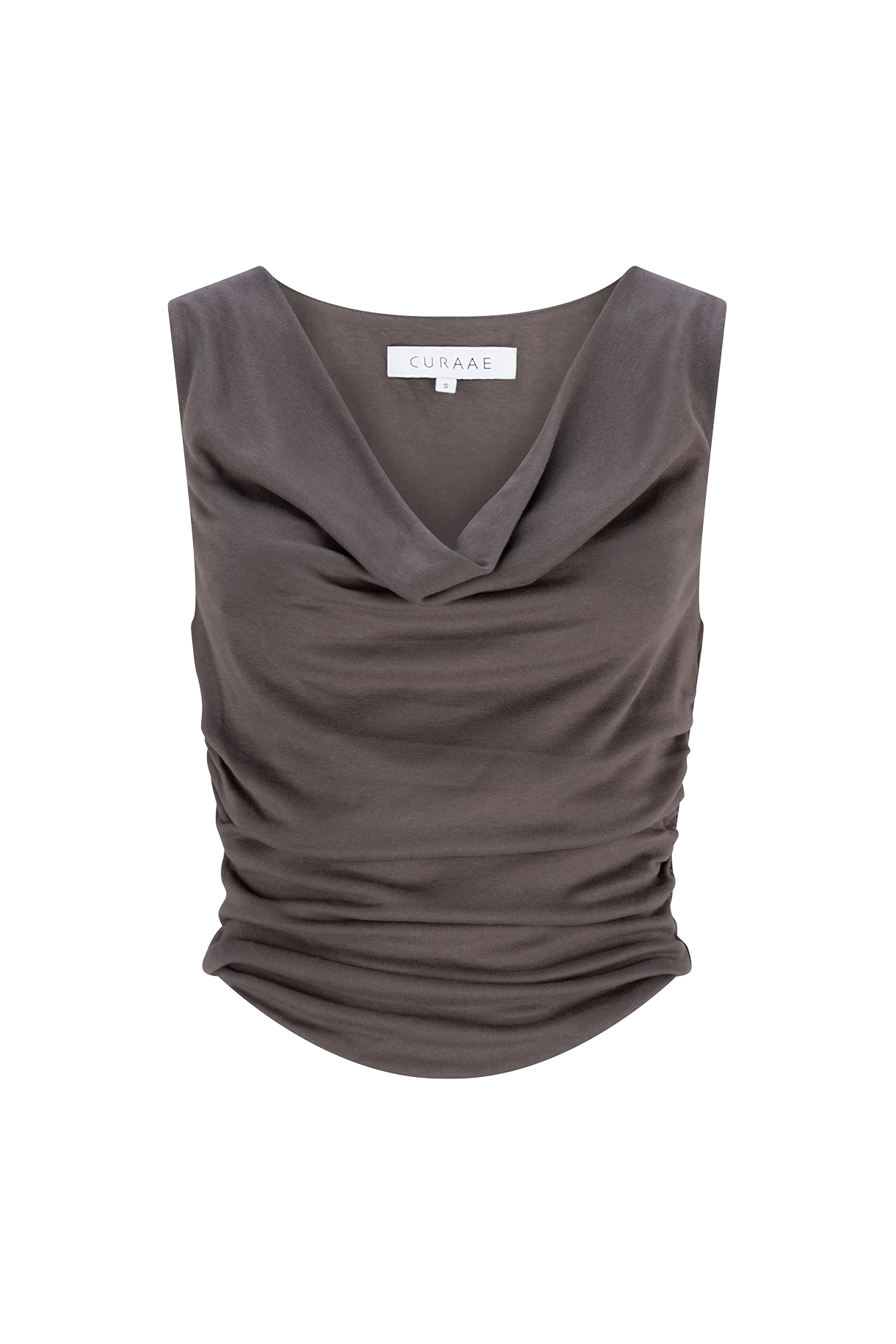 CURAAE Daphne Cowl Neckline Crop Top In Grey
