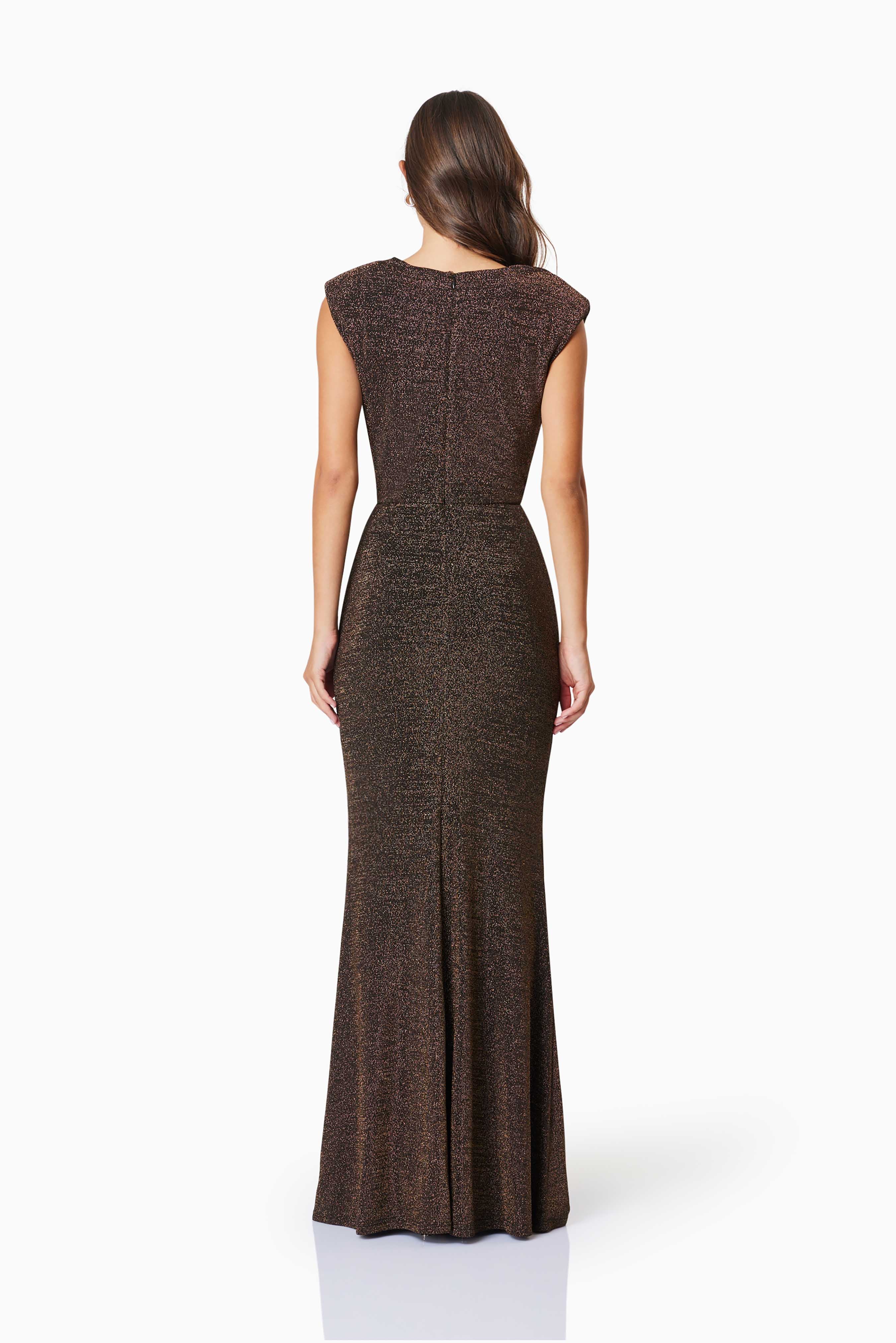 Nalani Fitted Maxi Dress In Black & Gold