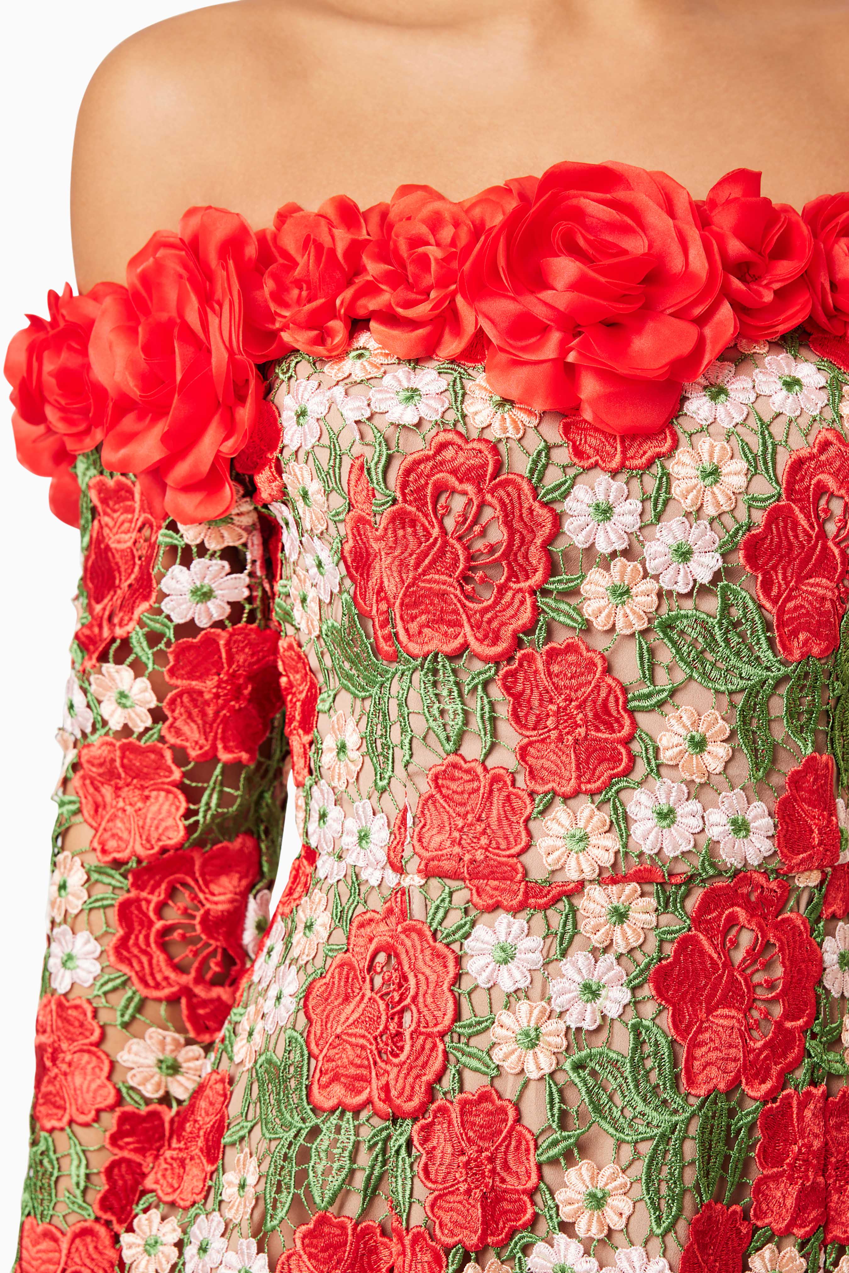 Roselyn Long Sleeve Dress In Red