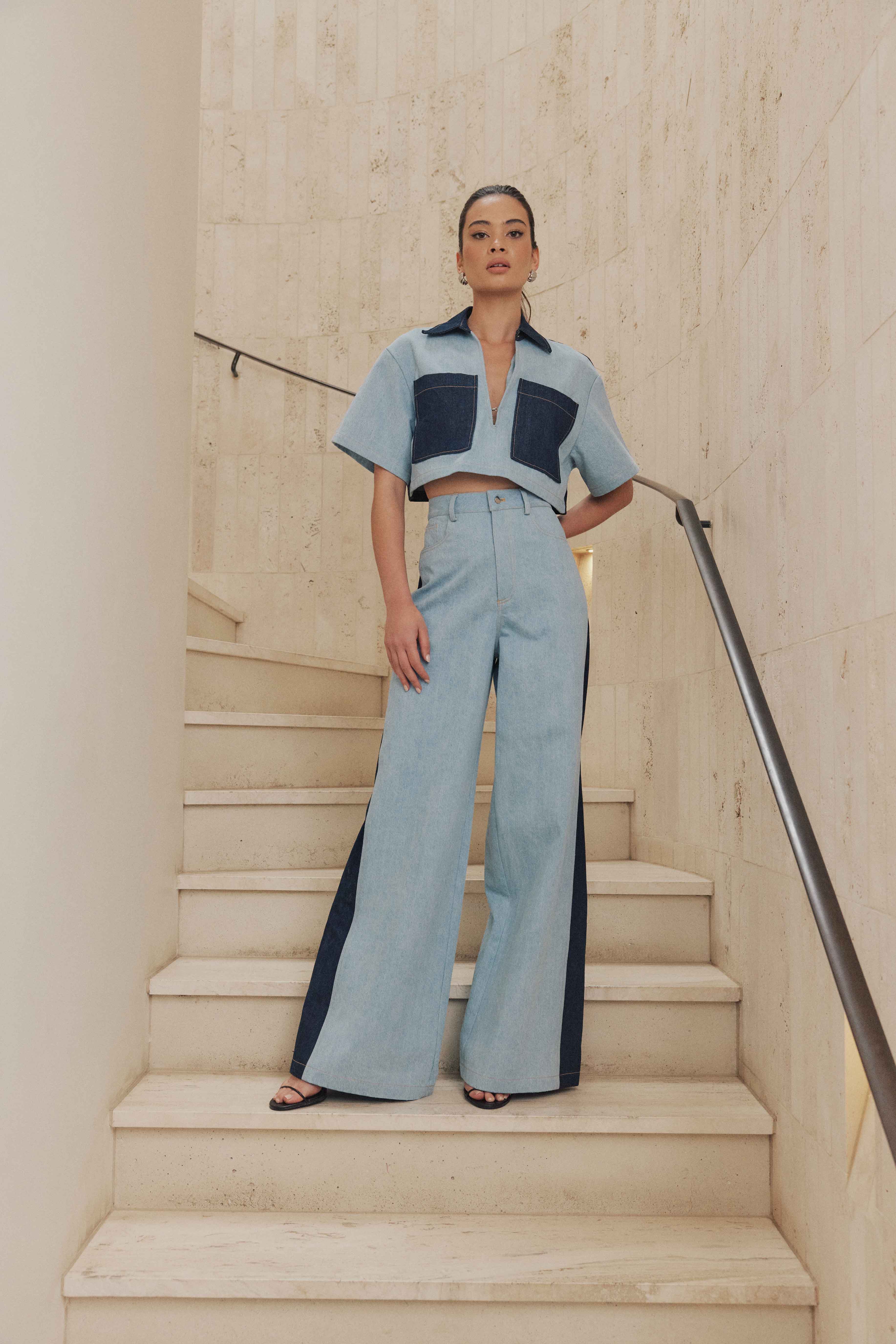 CURAAE Hugo Crop Top in Denim