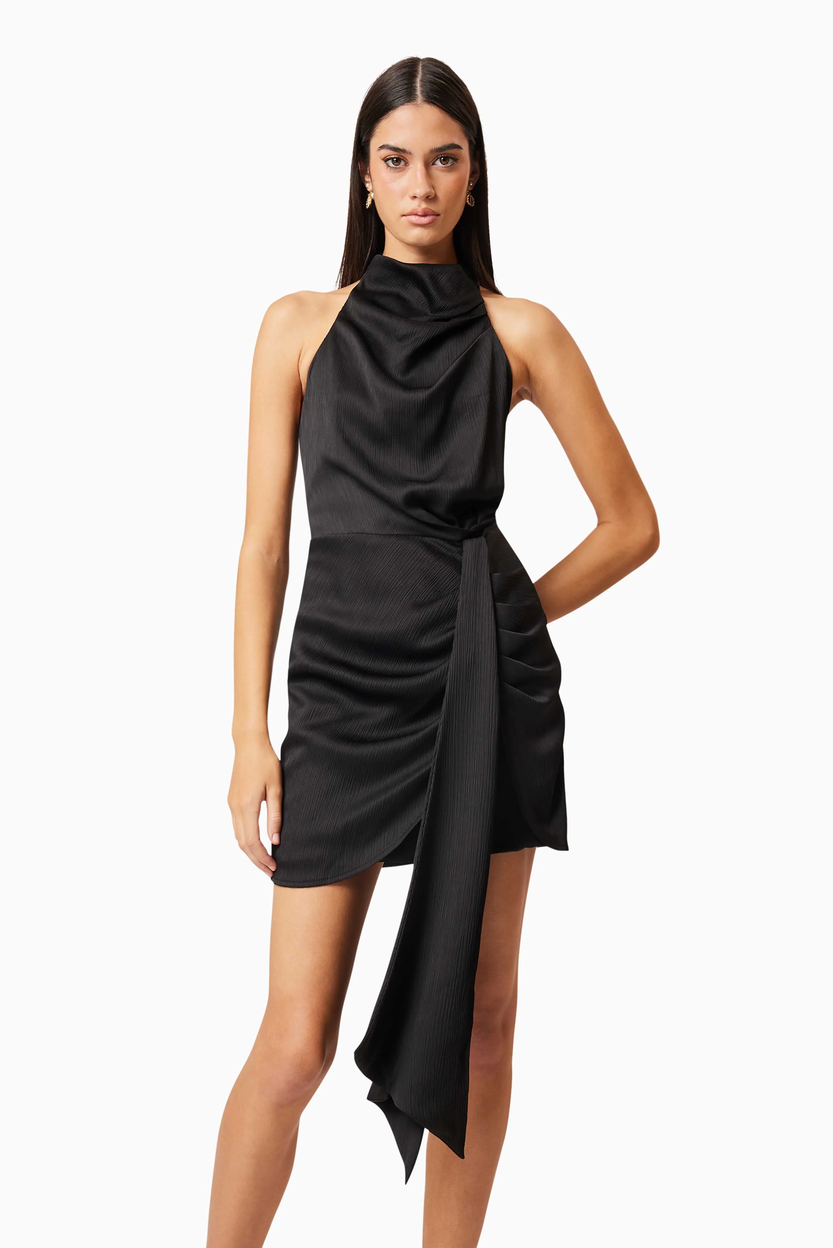 Myra Mini Halter Dress in Black