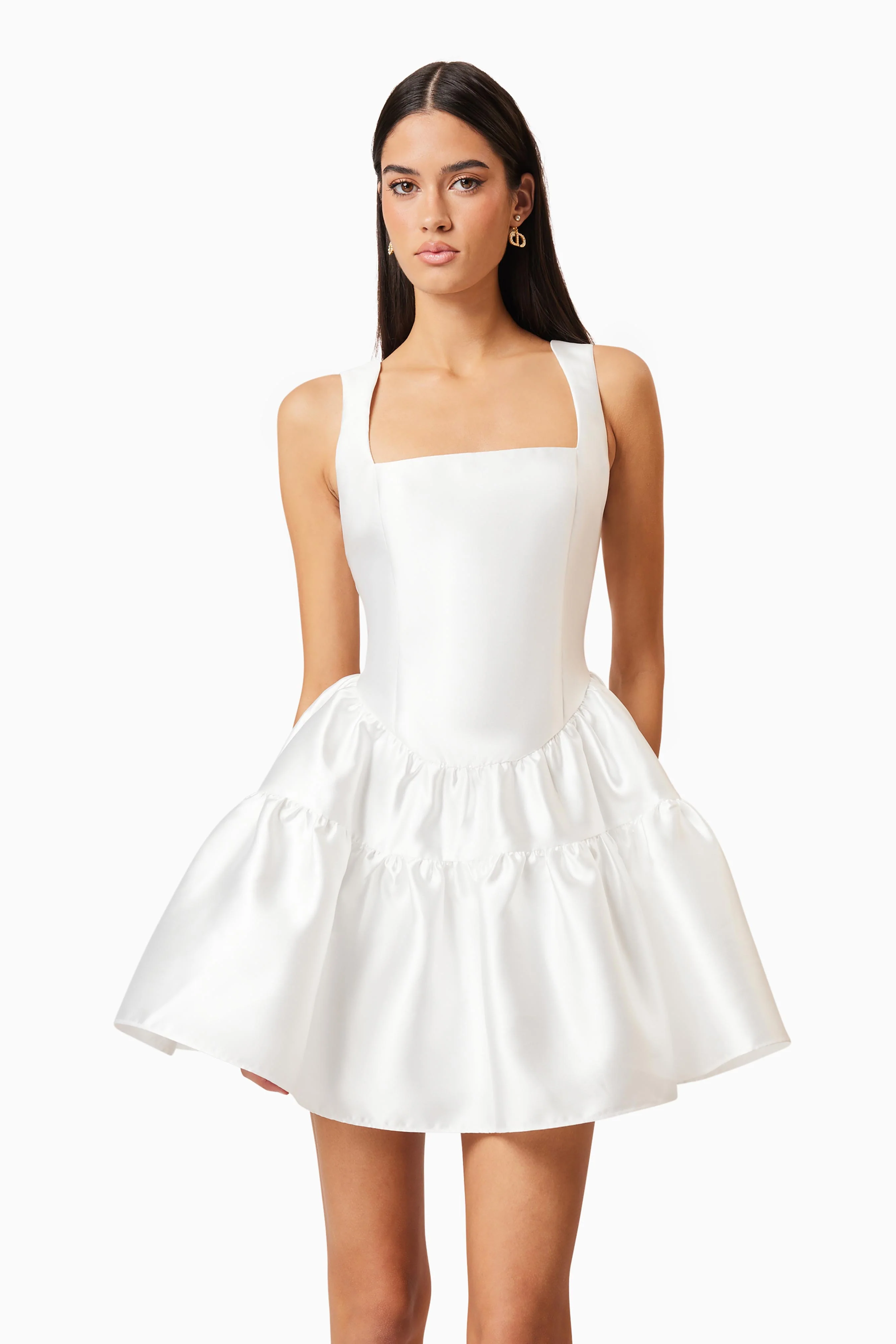 Oleander Fit And Flare Dress In White