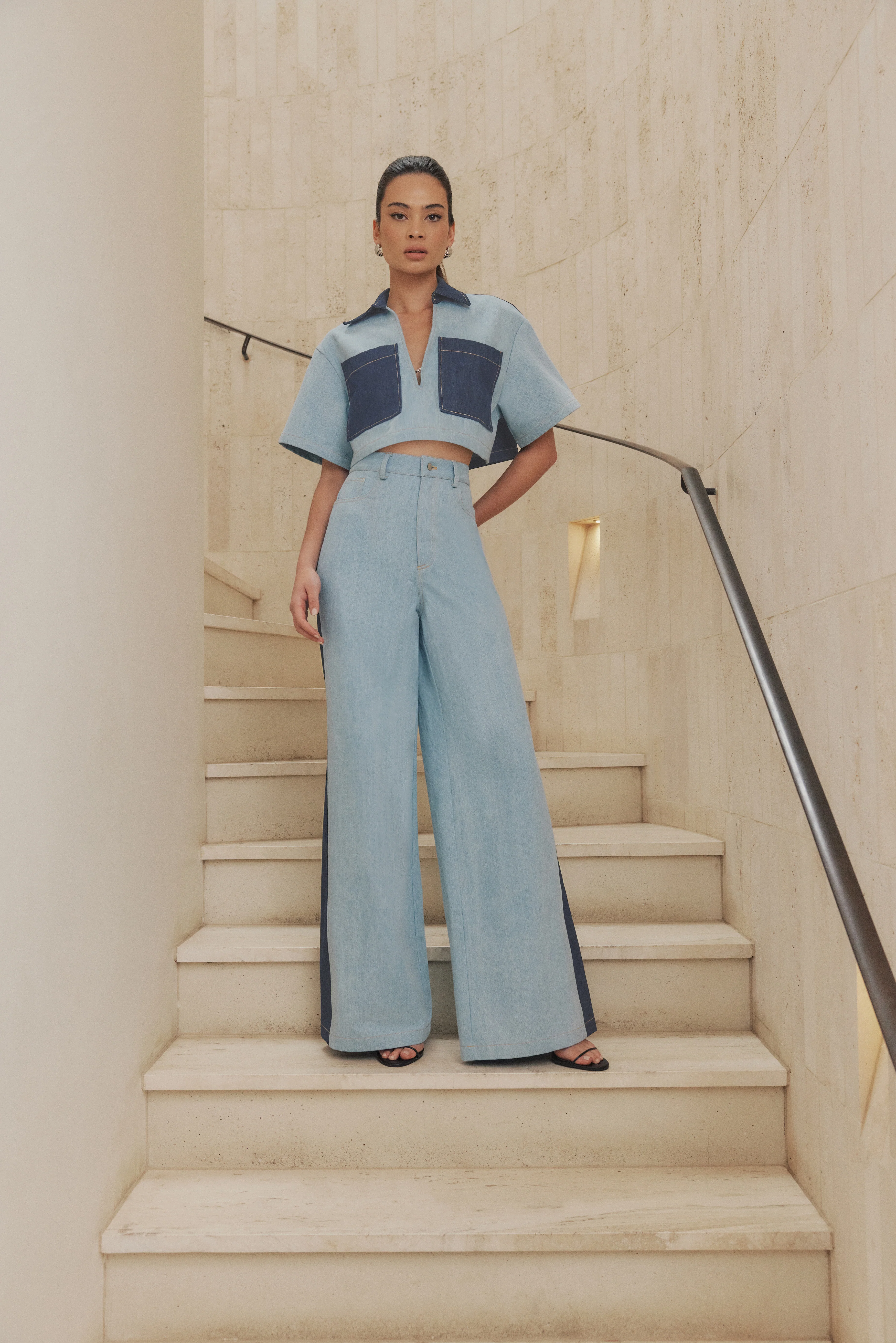 CURAAE Hugo Crop Top in Denim