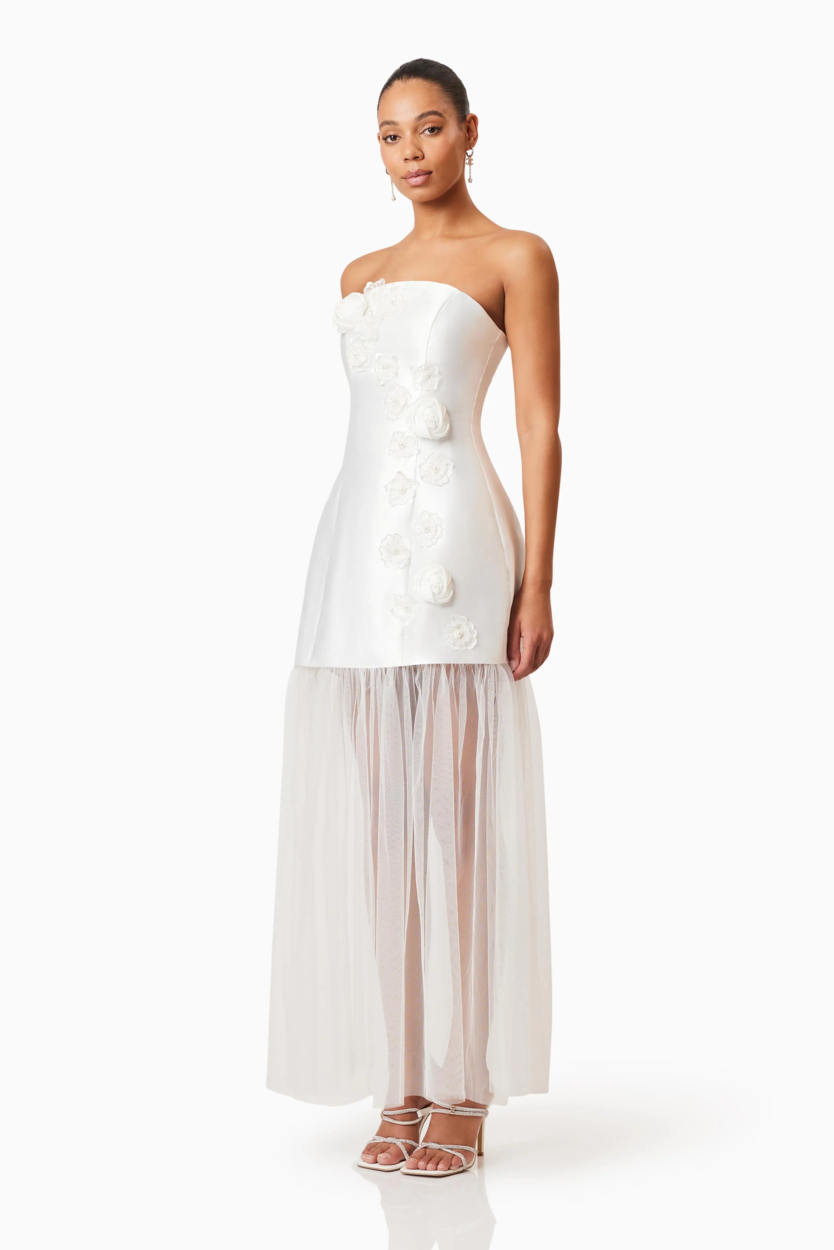 Oleander Strapless Maxi Dress In White
