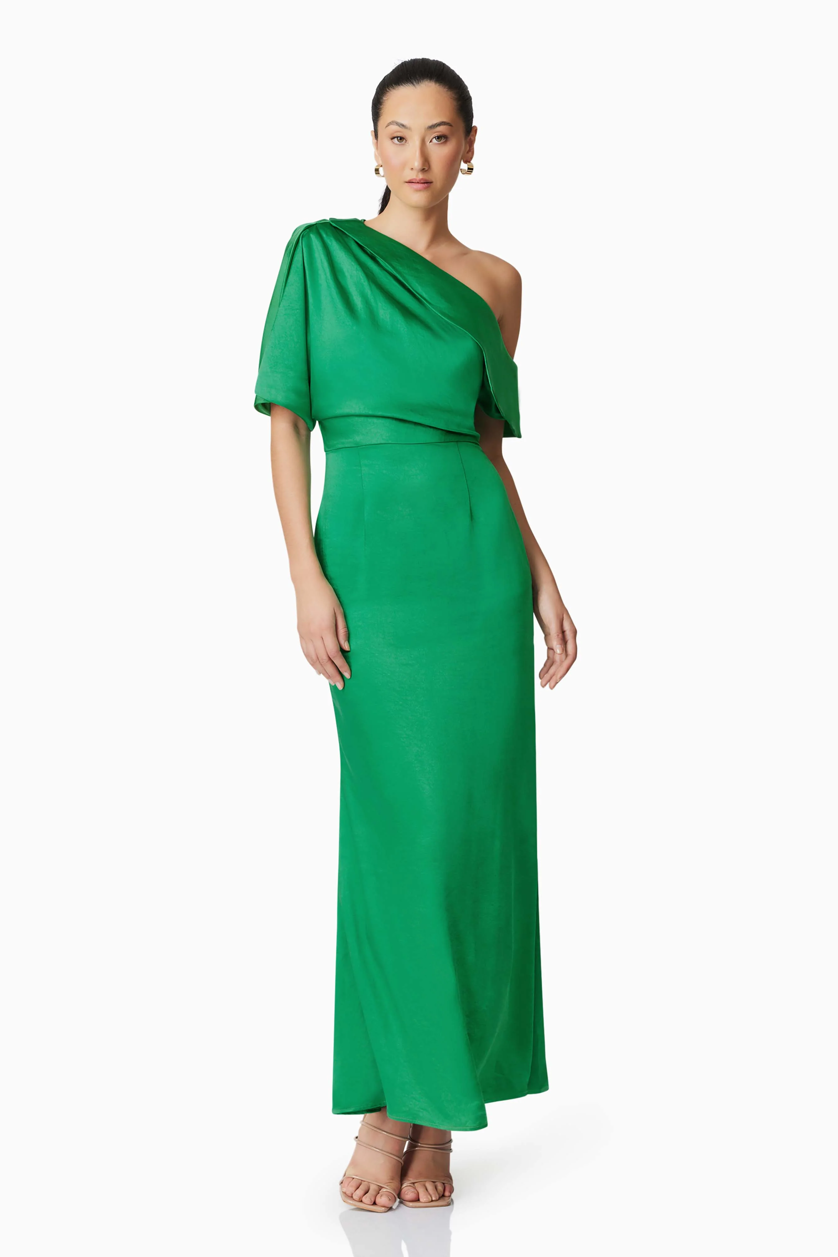 Roni Asymmetrical Gown in Green