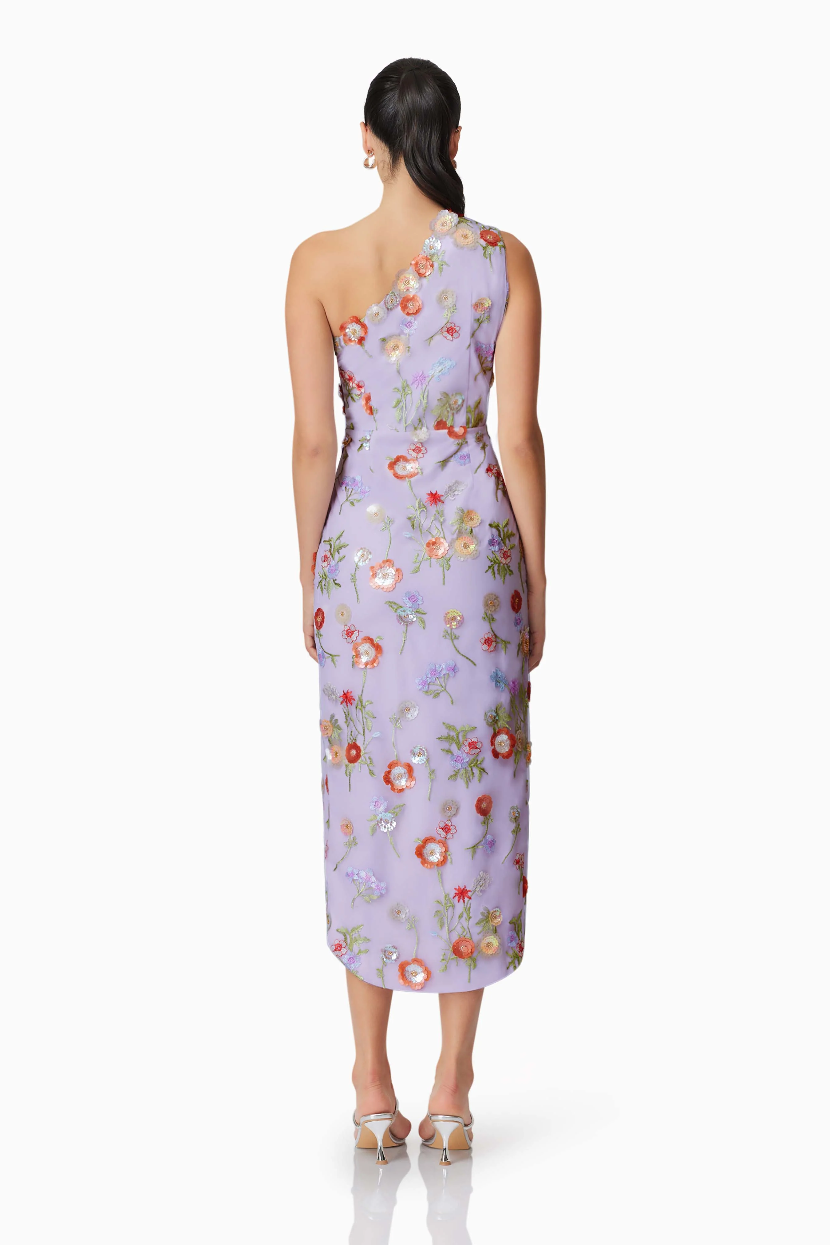 Naya One Shoulder Midi Dress in Purple
