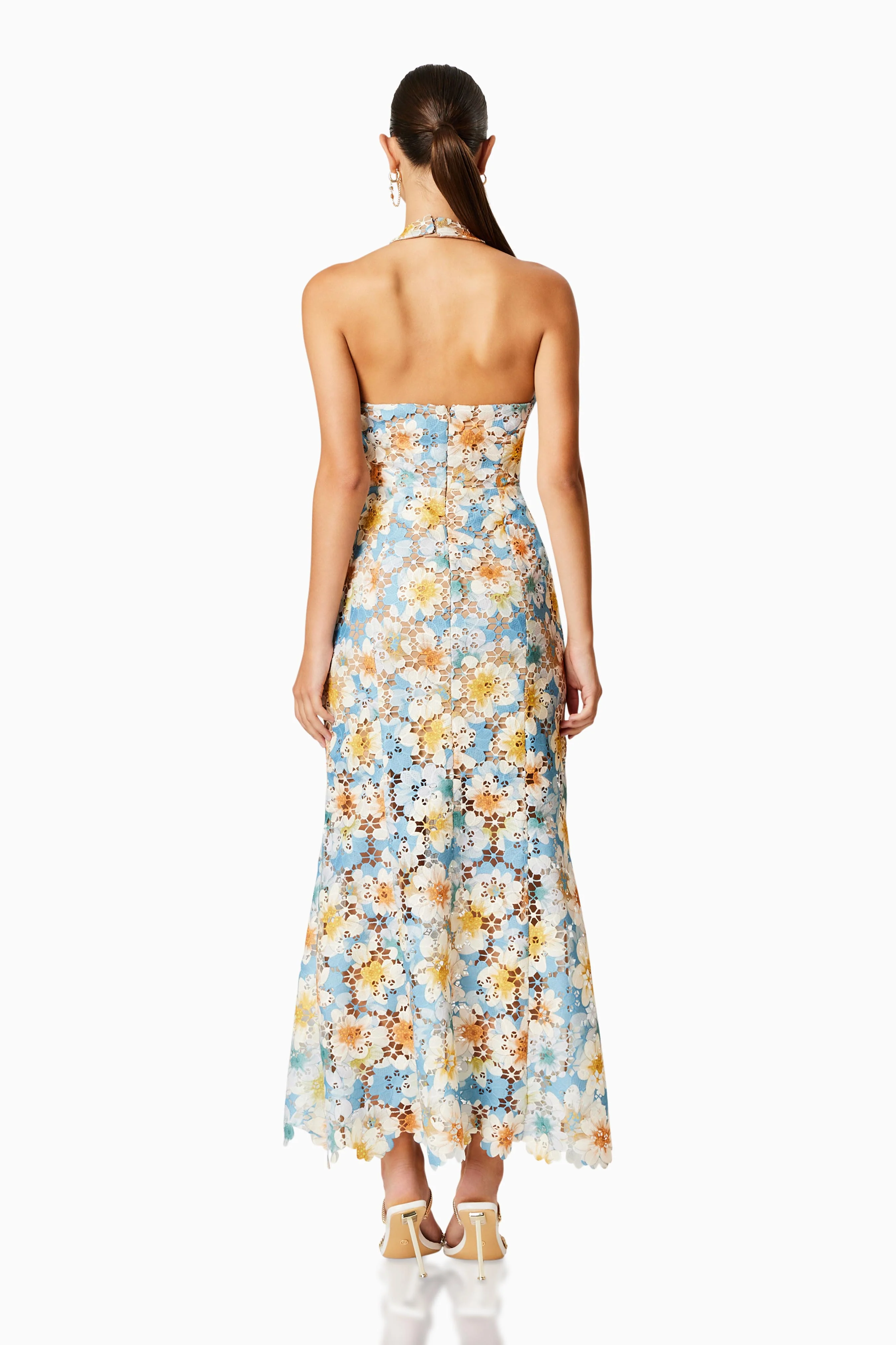 Nesting Lace Maxi Dress In Blue Florals