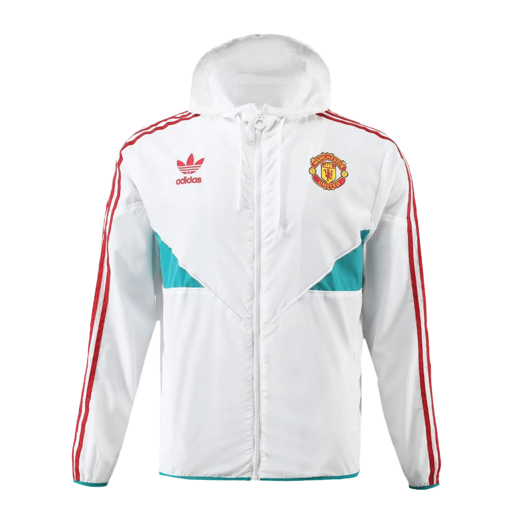 Manchester United Windbreaker Hoodie Jacket White 2023/24