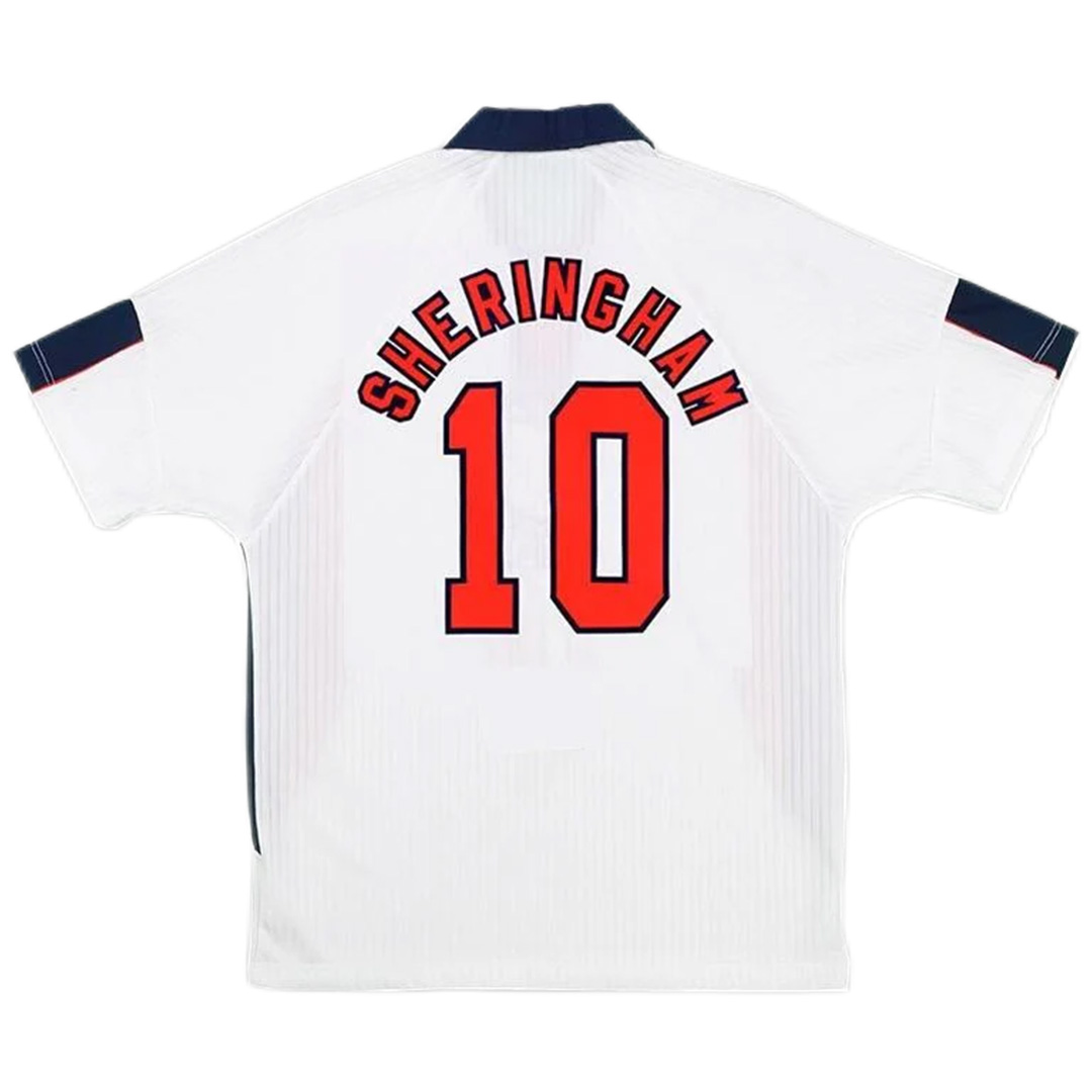 England SHERINGHAM #10 Retro Jersey Home Replica World Cup 1998