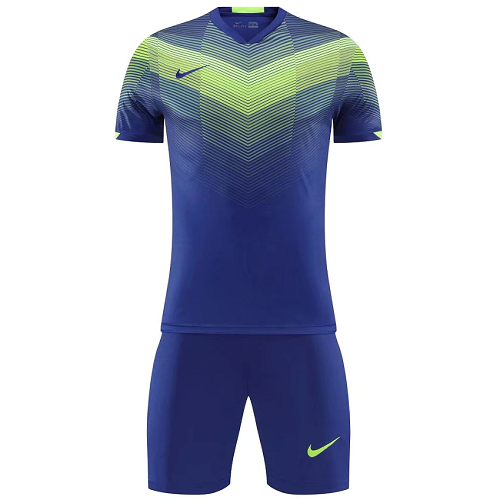 Custom Team Uniform/Nike Custom Uniform/NK-907 Customize Team Blue&Green Soccer Jersey Kit(Shirt+Short)