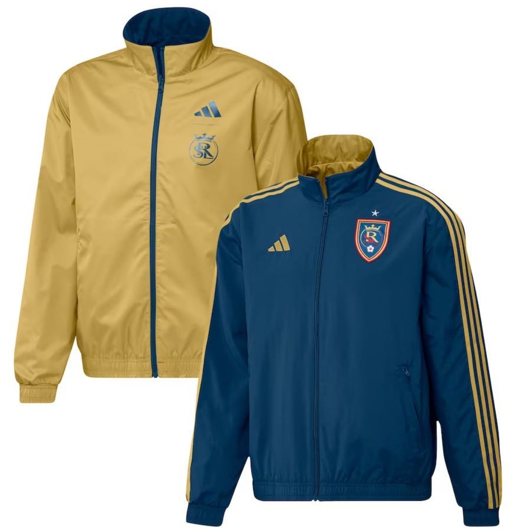 Real Salt Lake On-Field Anthem Full-Zip Reversible Team Jacket Navy/Gold 2023