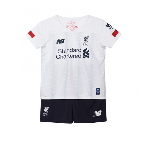 Kids Soccer Jerseys/Liverpool/19-20 Liverpool Away White Children's Jerseys Kit(Shirt+Short)